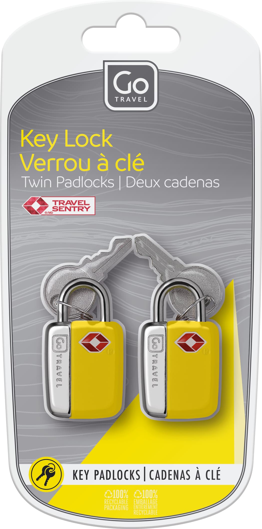 Key Lock Twin Padlocks TSA (Yellow)