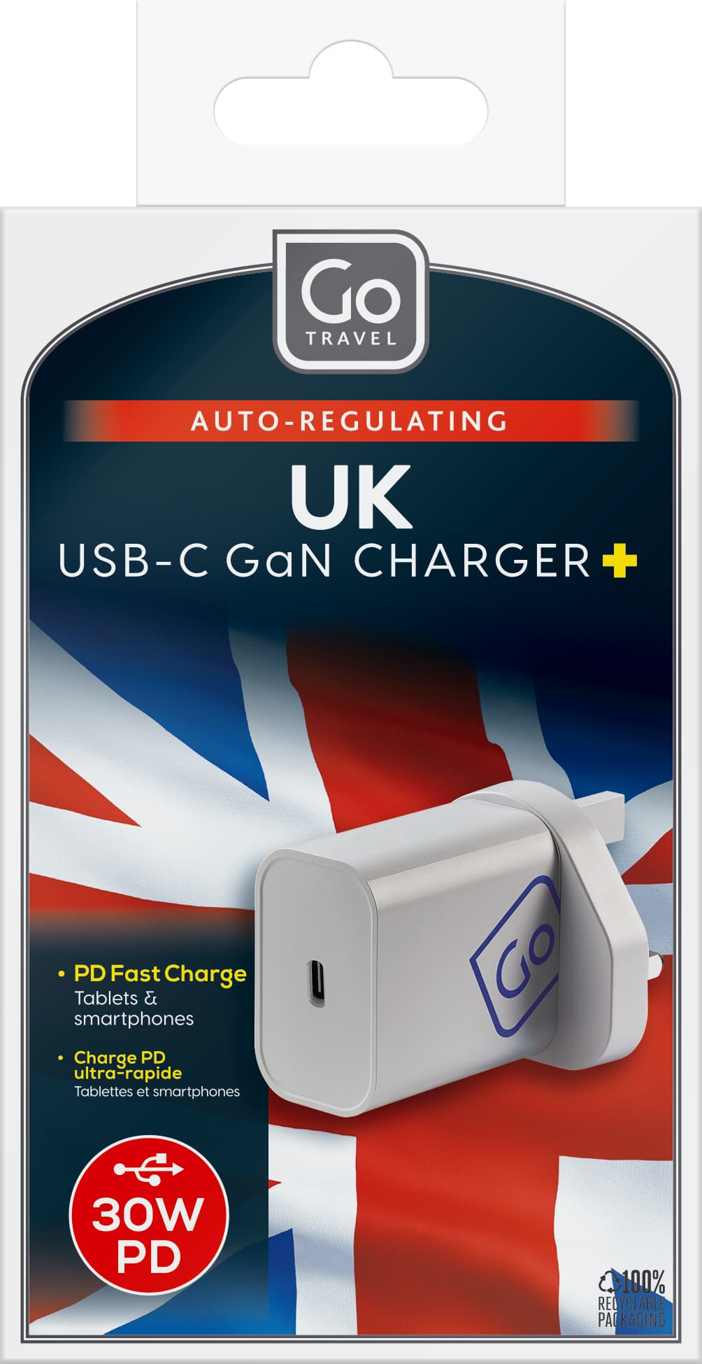 UK USB-C GaN Charger + (30W PD) packaging