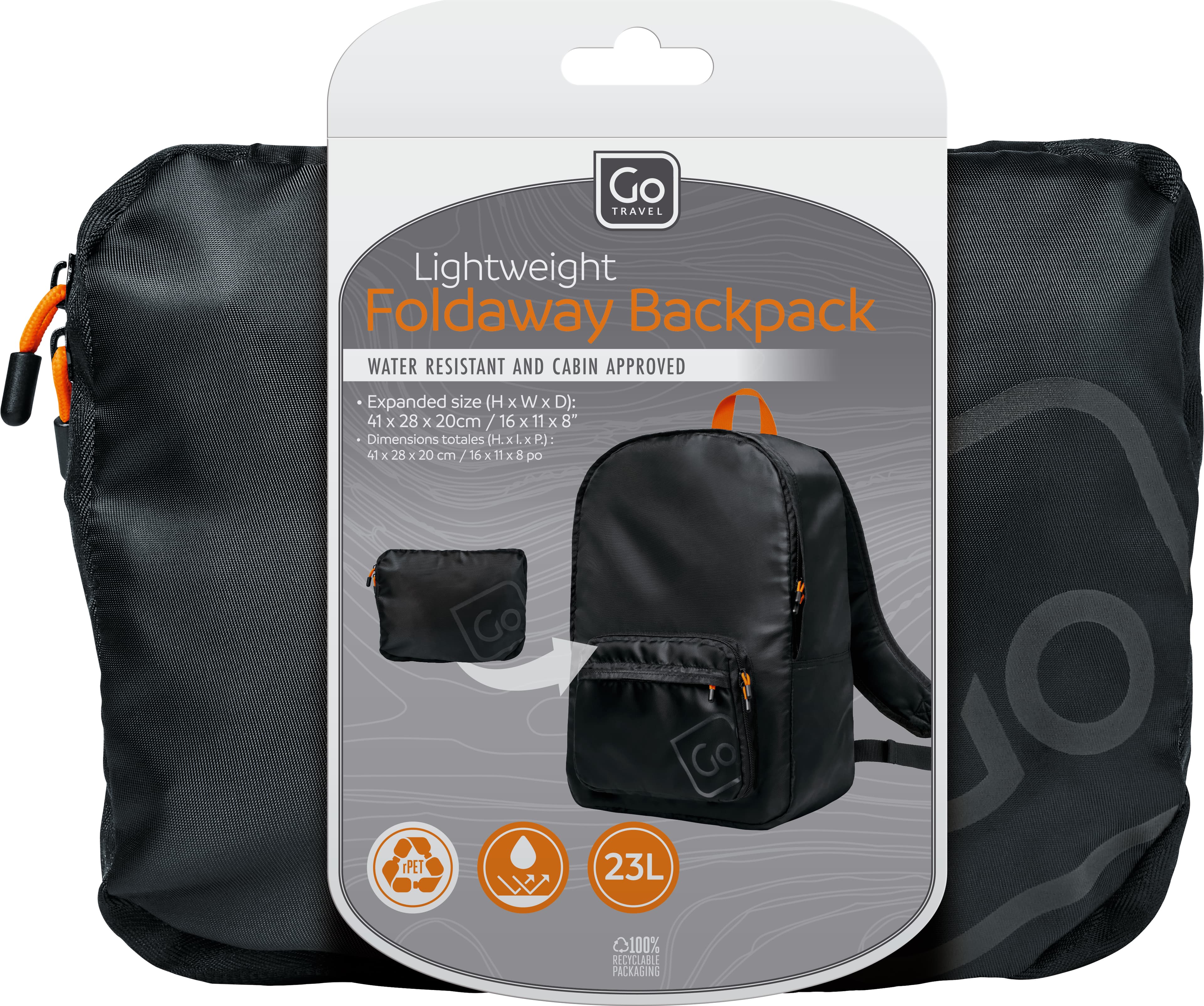 Lightweight Foldaway Backpack (Black)