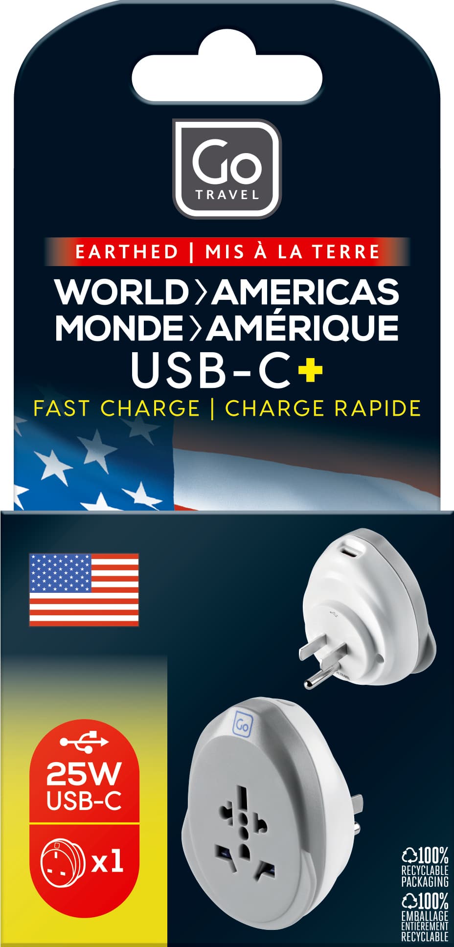World - USA USB-C Adaptor + (25W)