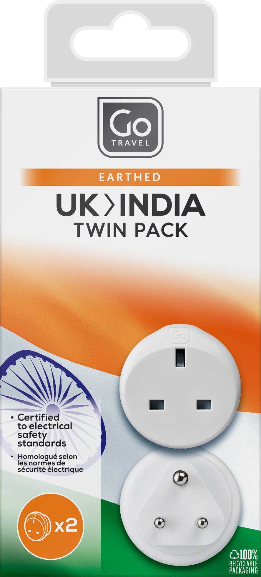 UK-India Adaptor Twin packaging