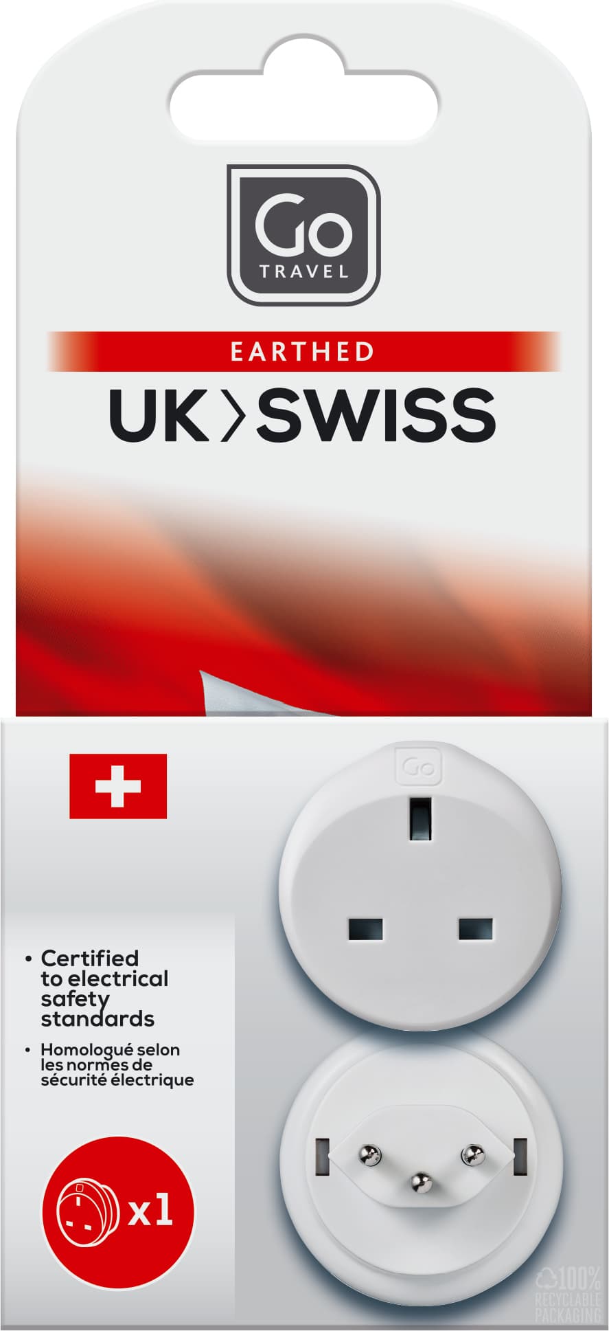 UK-Swiss Adaptor packaging