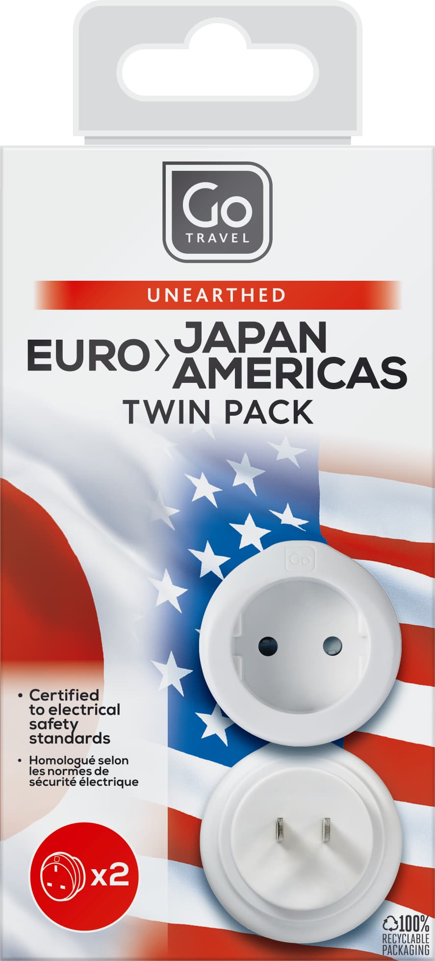 EU-Japan/USA Adaptor Twin packaging