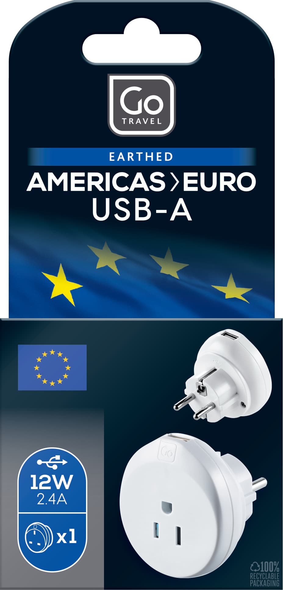 USA-EU USB-A Adaptor (2.4A)