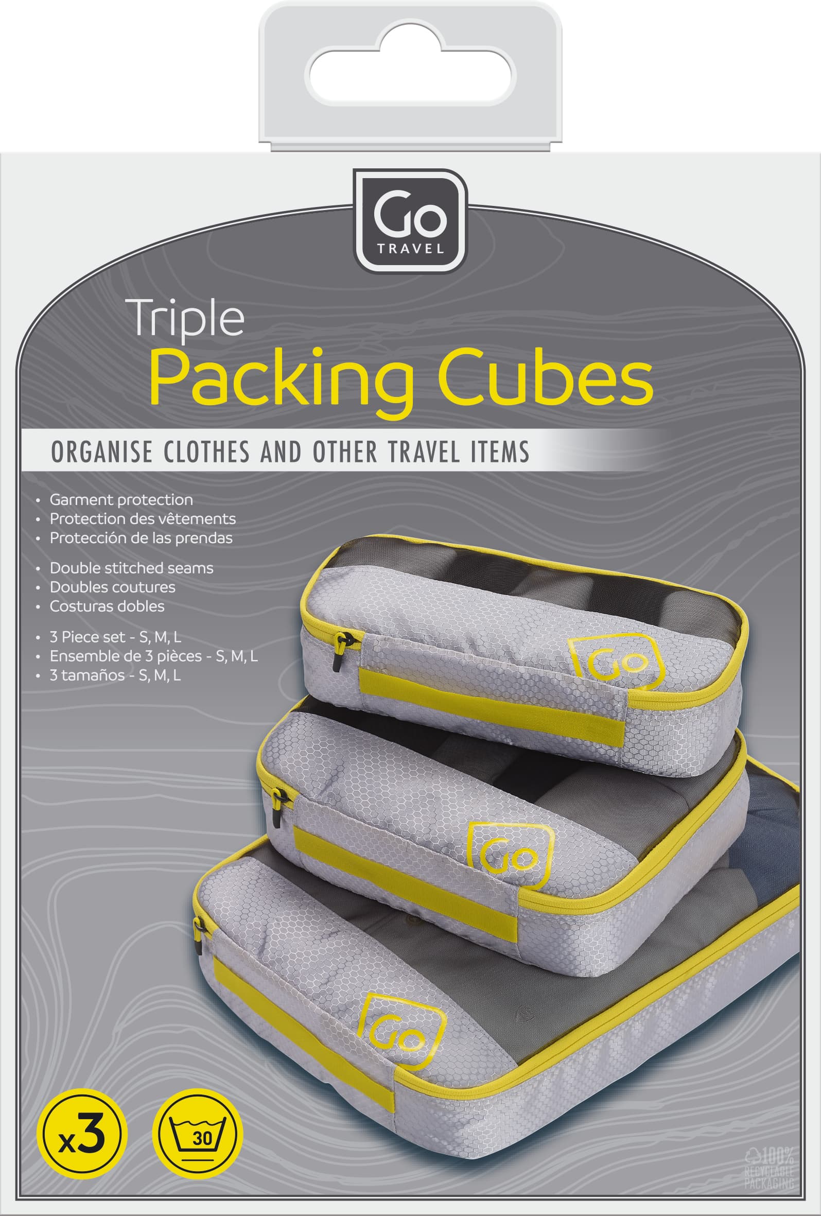 Triple Packing Cubes (Yellow) packaging