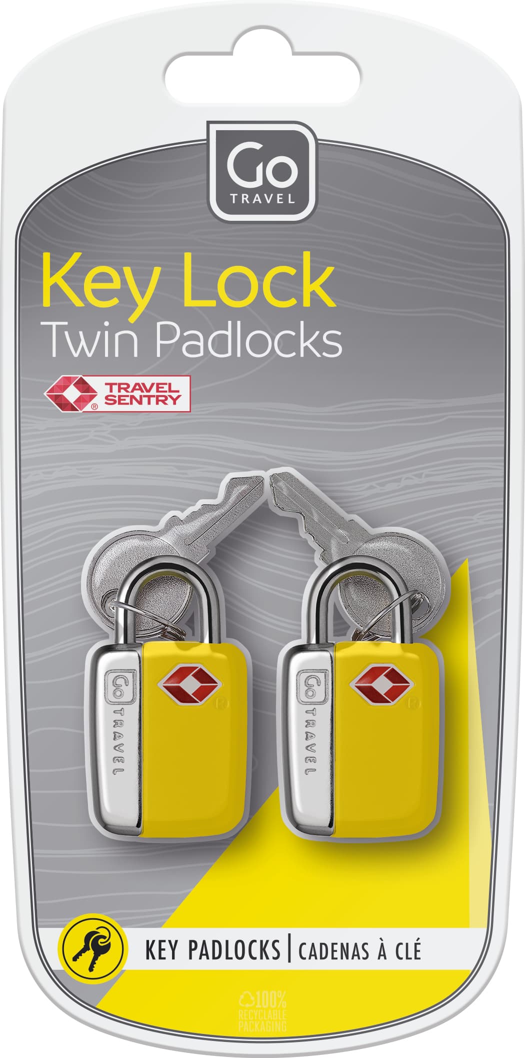 Key Lock Twin Padlocks TSA (Yellow)