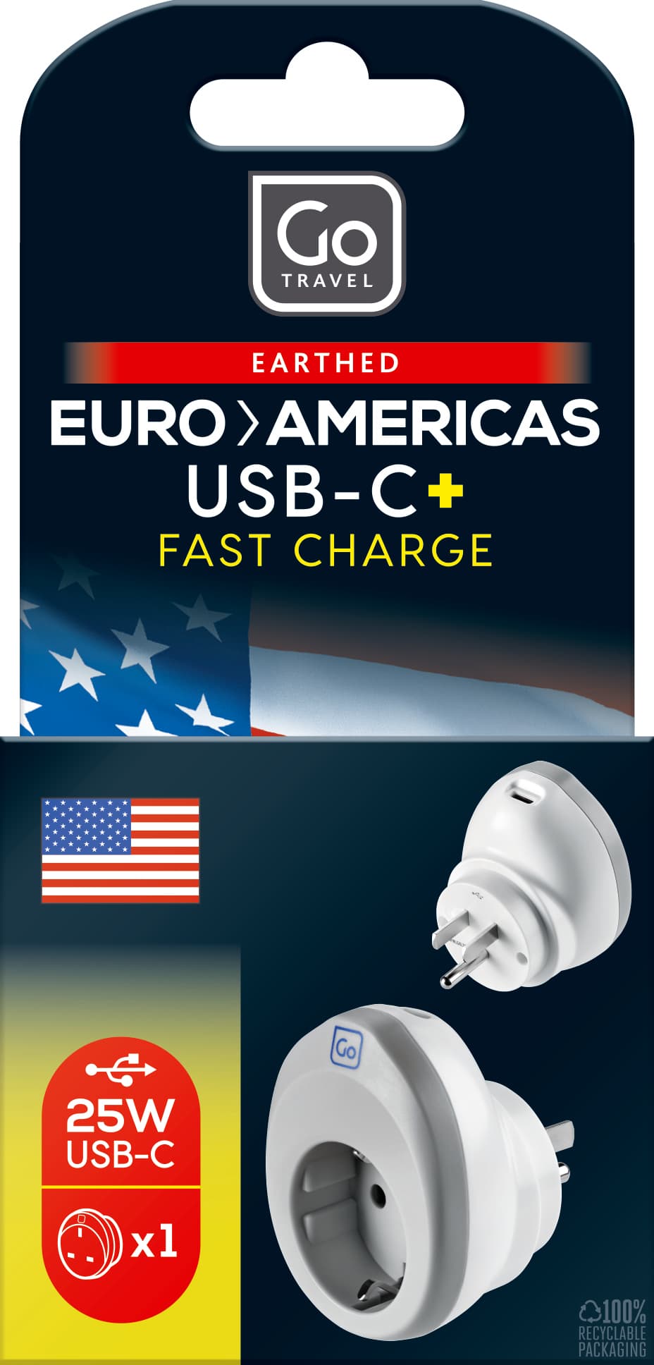 EU-USA USB-C Adaptor + (25W)