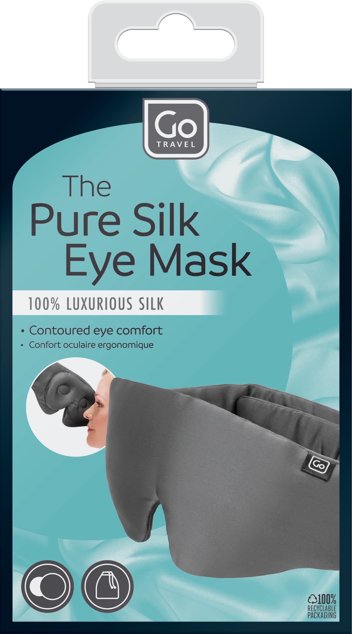 The Pure Silk Eye Mask (Grey) packaging