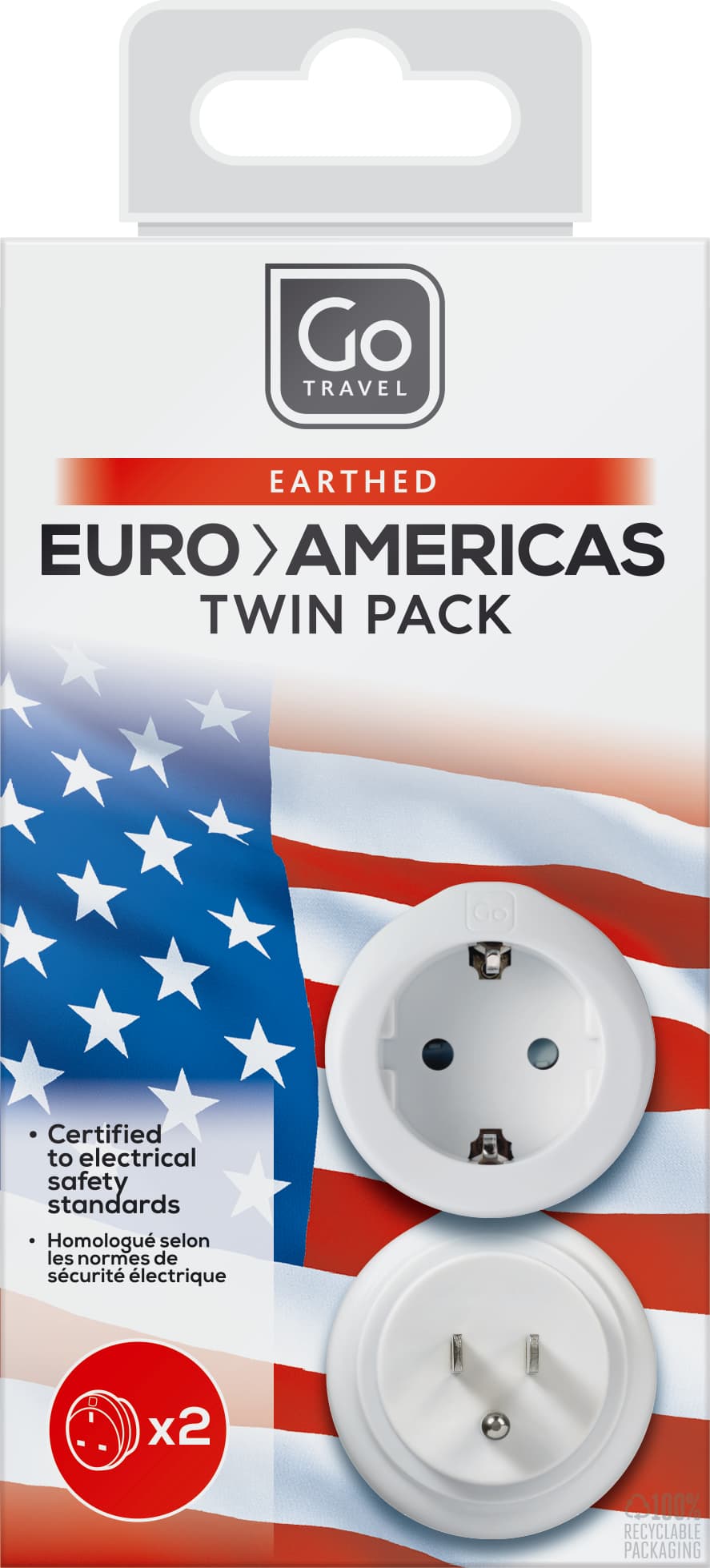 EU-USA Adaptor Twin packaging