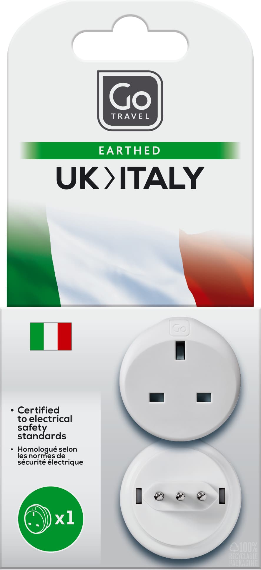 UK-Italy Adaptor packaging