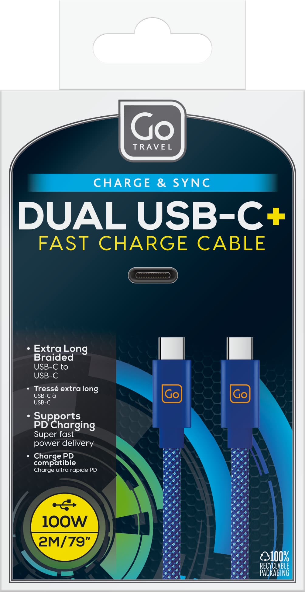 100W Dual USB-C Connector Cable (2M) packaging