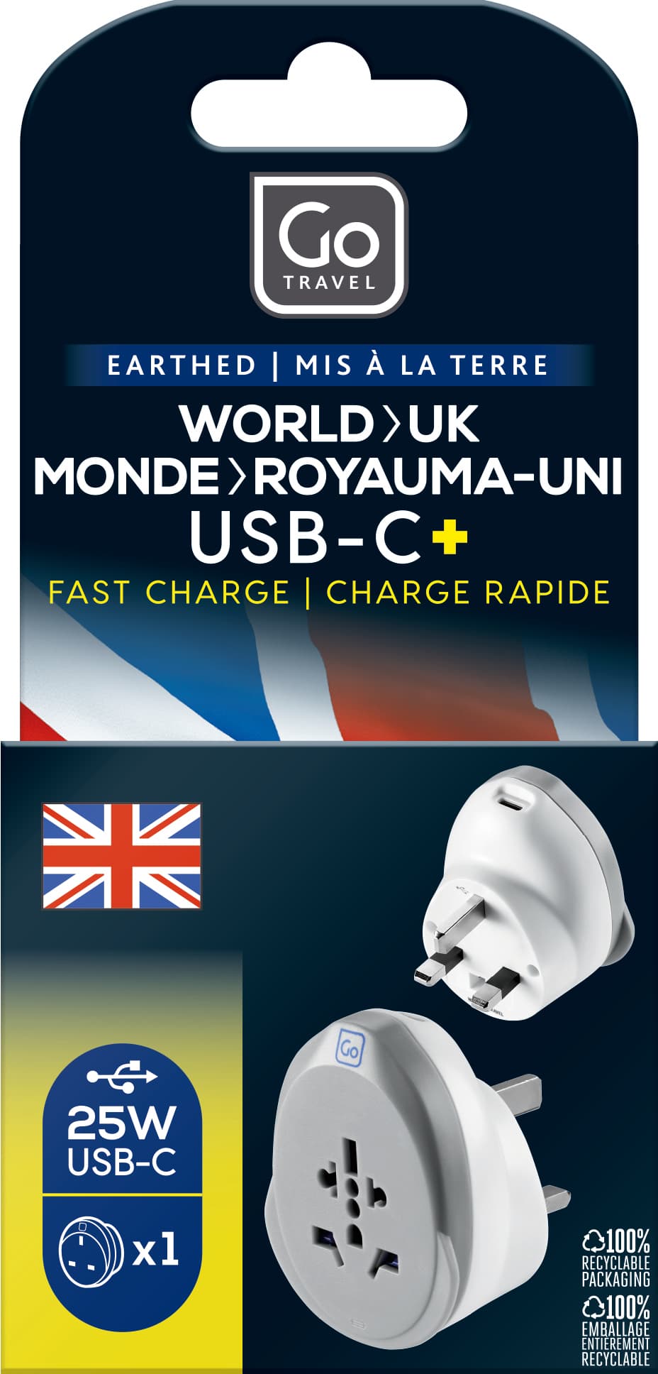 World - UK USB-C Adaptor + (25W) packaging