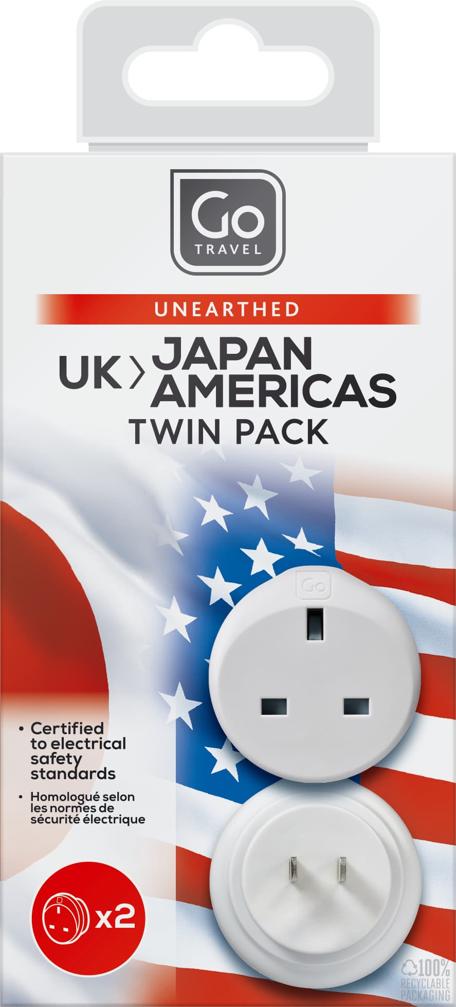 UK-Japan/USA Adaptor Twin packaging