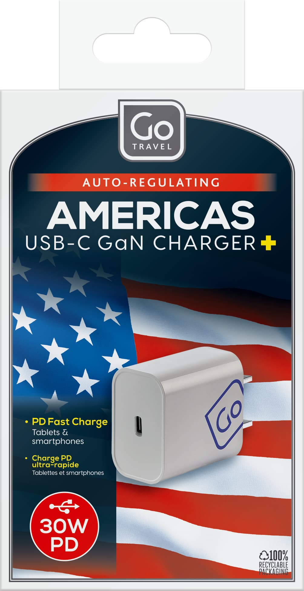 USA USB-C GaN Charger + (30W PD) packaging