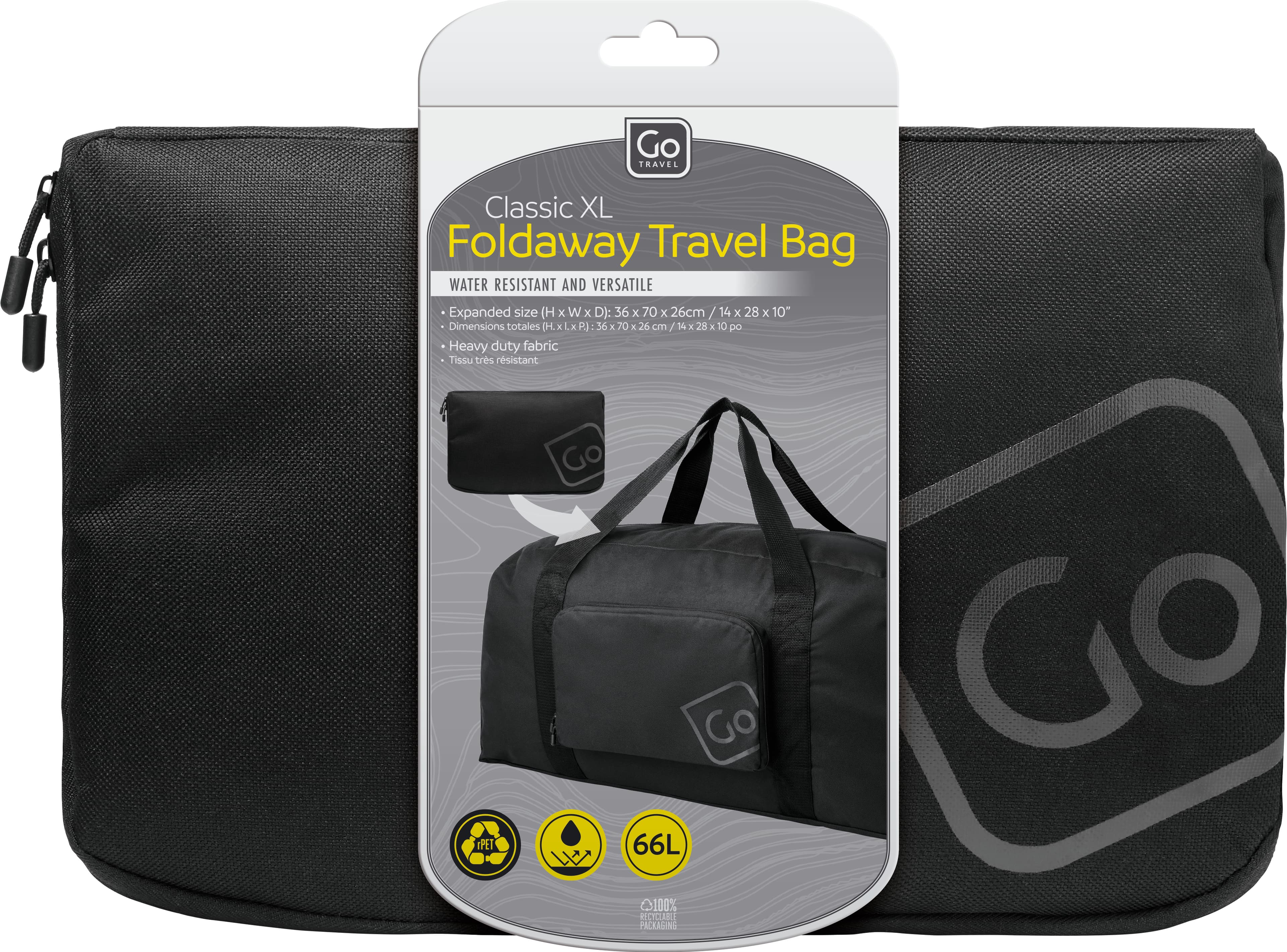 Classic XL Foldaway Travel Bag (Black) packaging