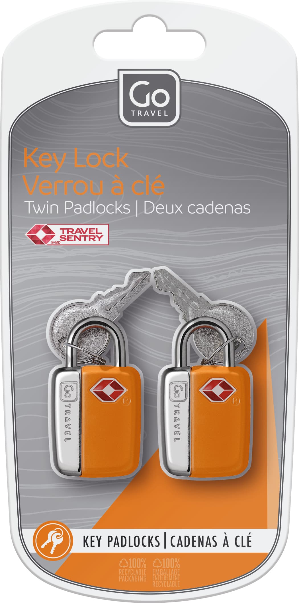 Key Lock Twin Padlocks TSA (Orange)