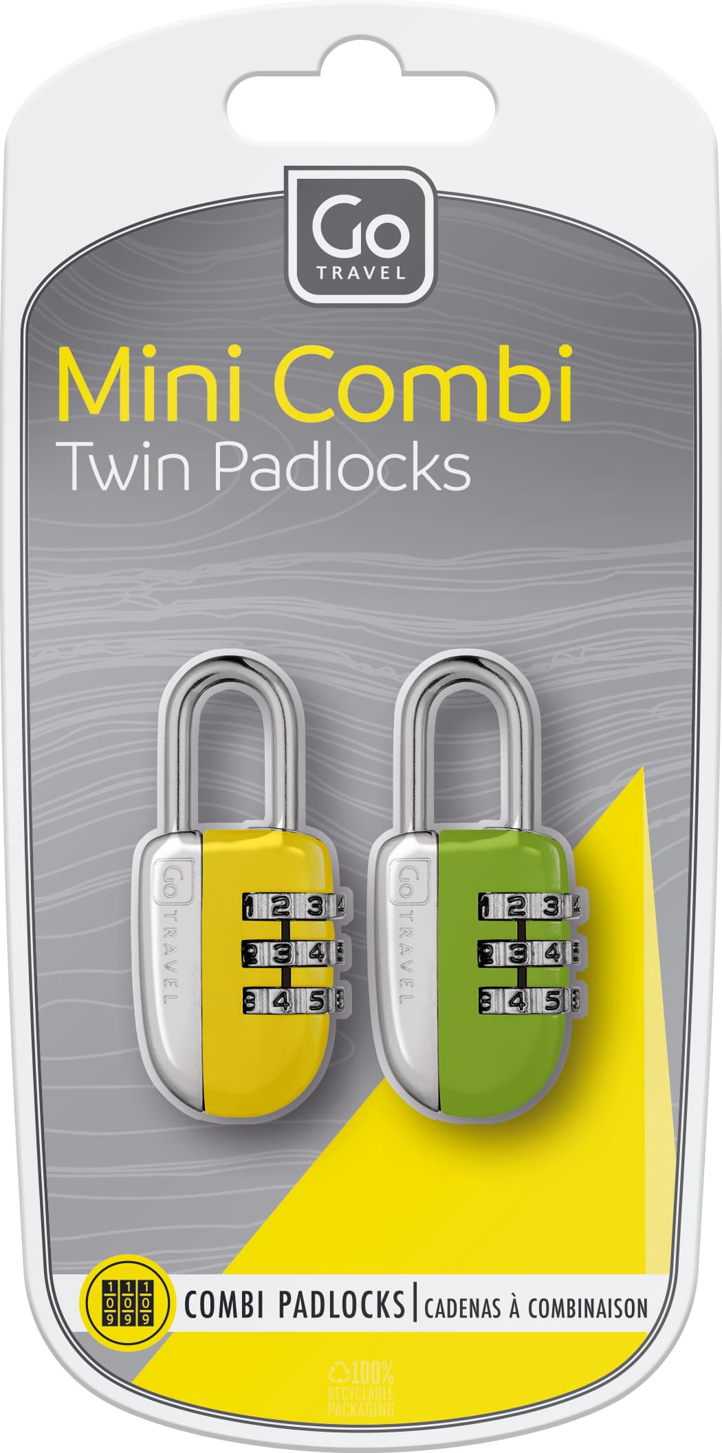 Mini Combi Twin Padlocks (Yellow/Green) packaging