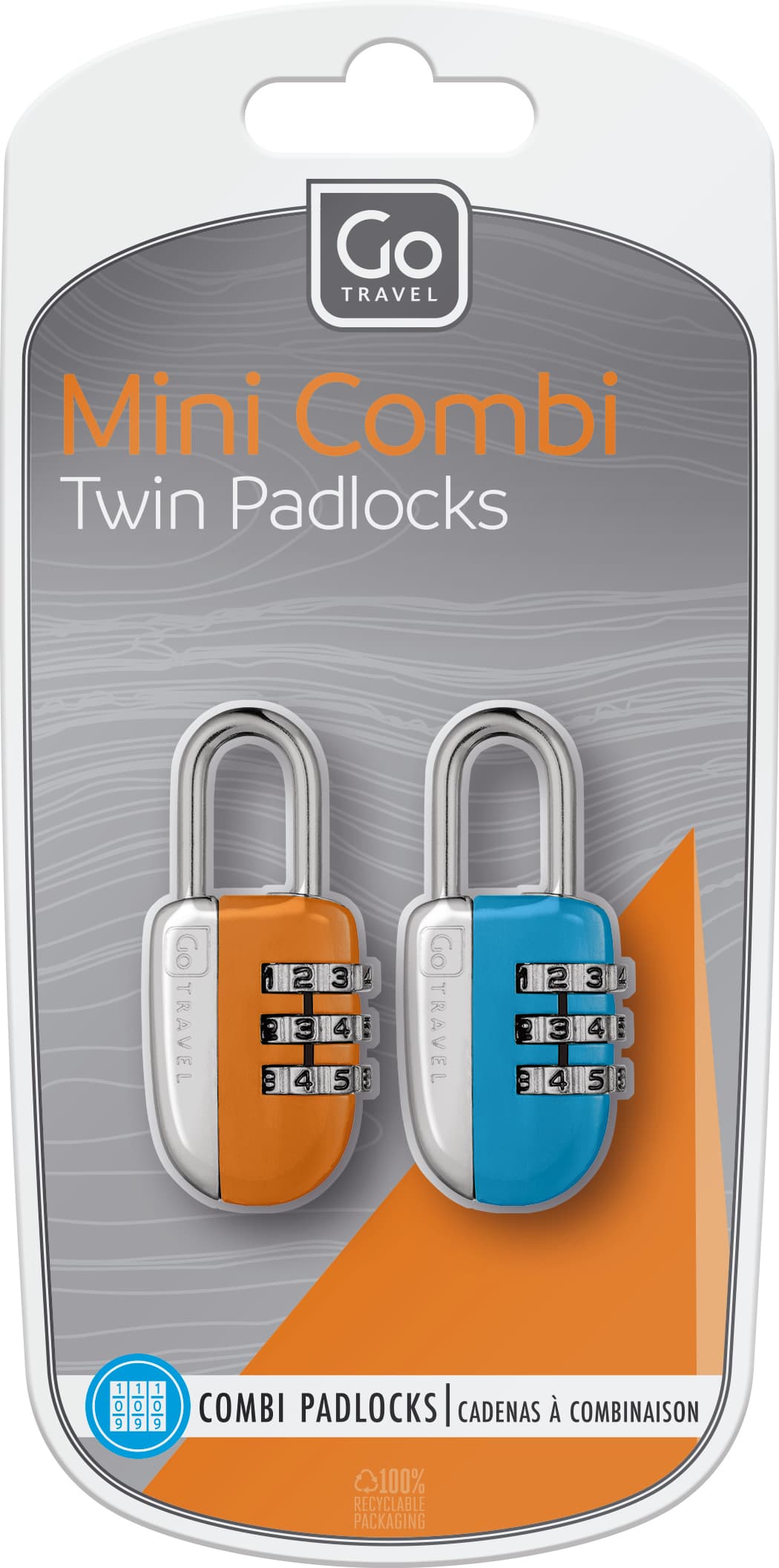 Mini Combi Twin Padlocks (Blue/Orange)