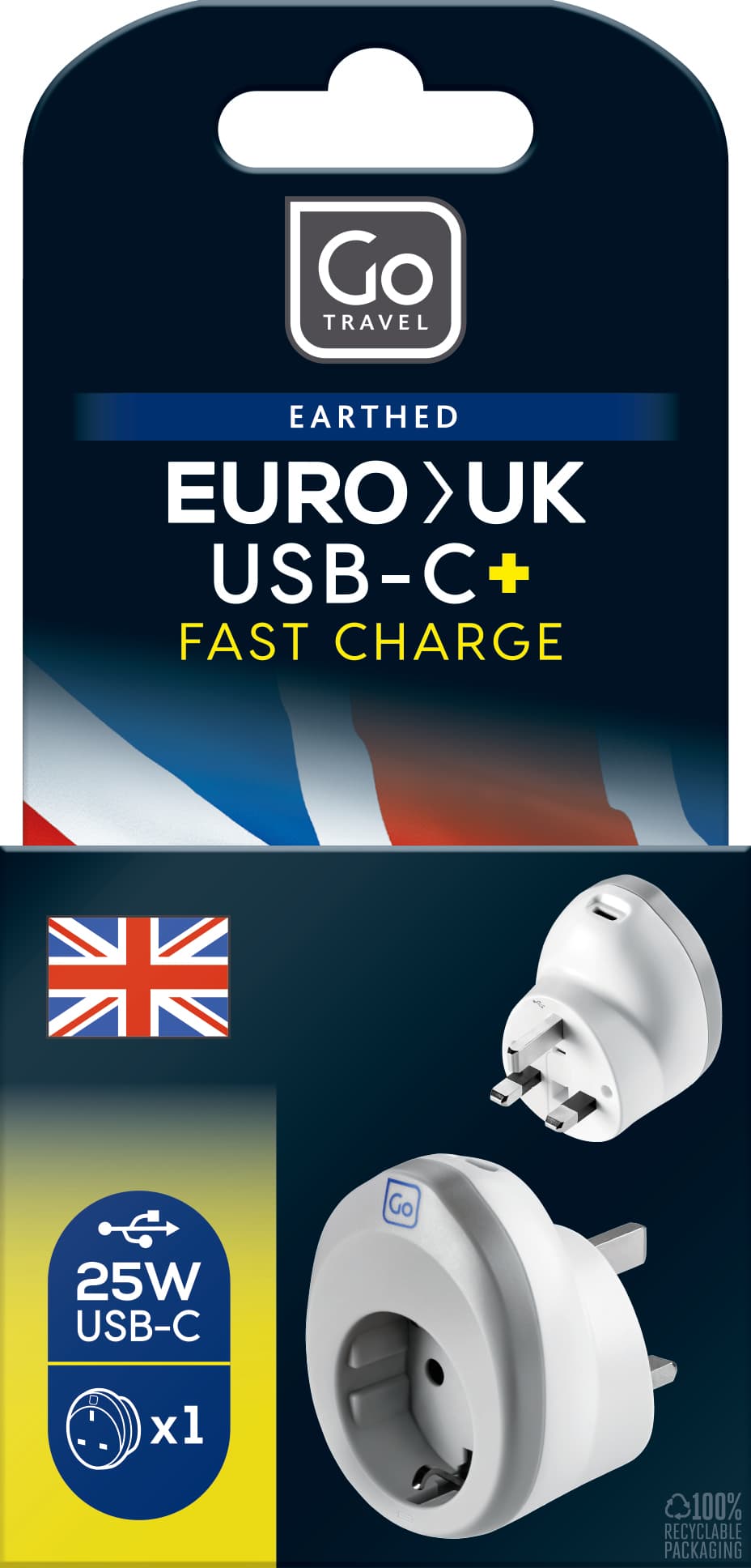 EU-UK USB-C Adaptor + (25W) packaging