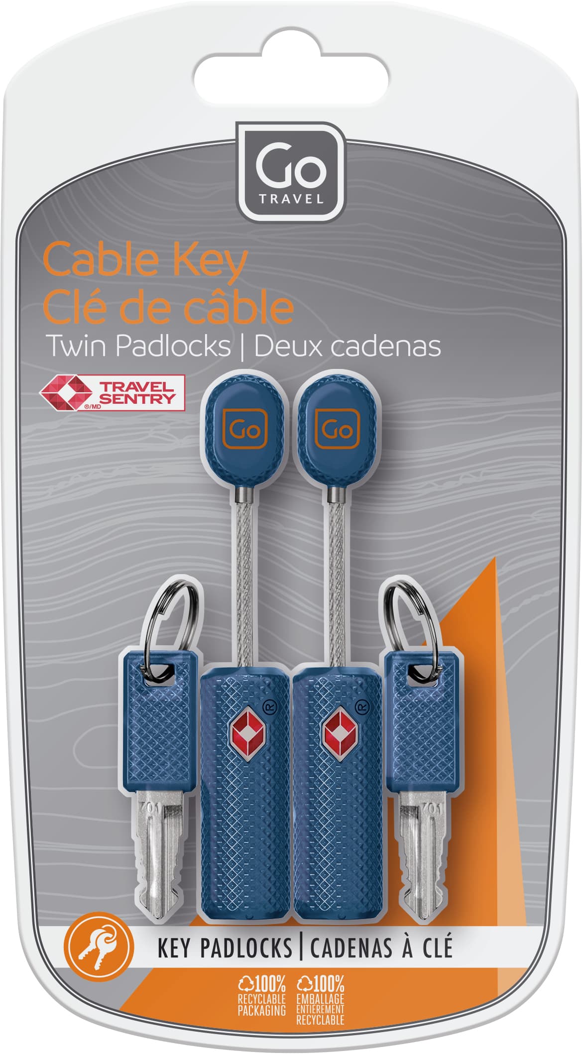 Cable Key Twin Padlocks TSA packaging