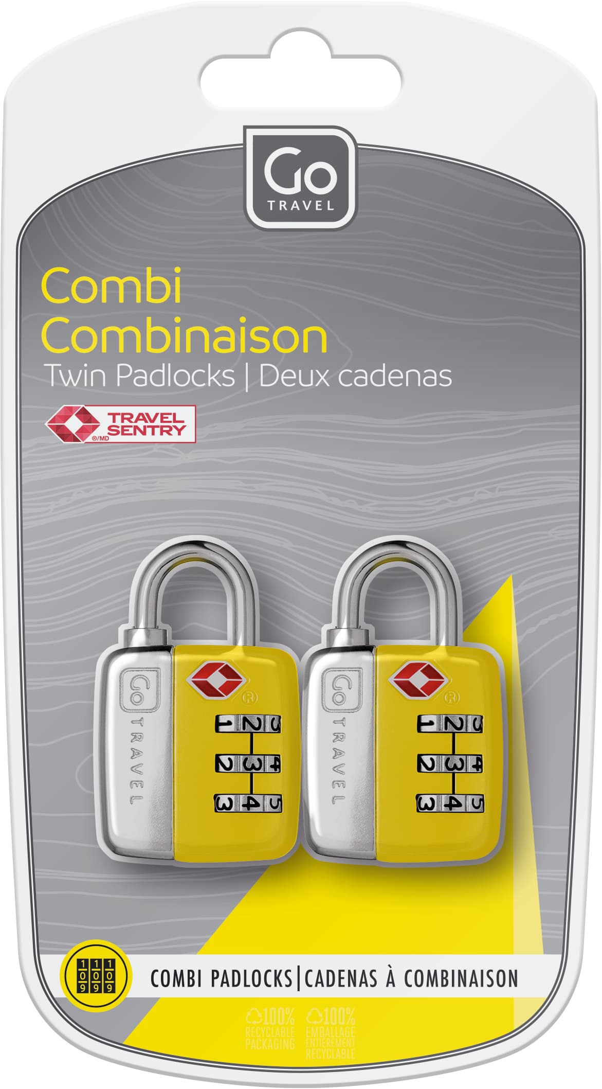 Combi Twin Padlocks TSA (Yellow)