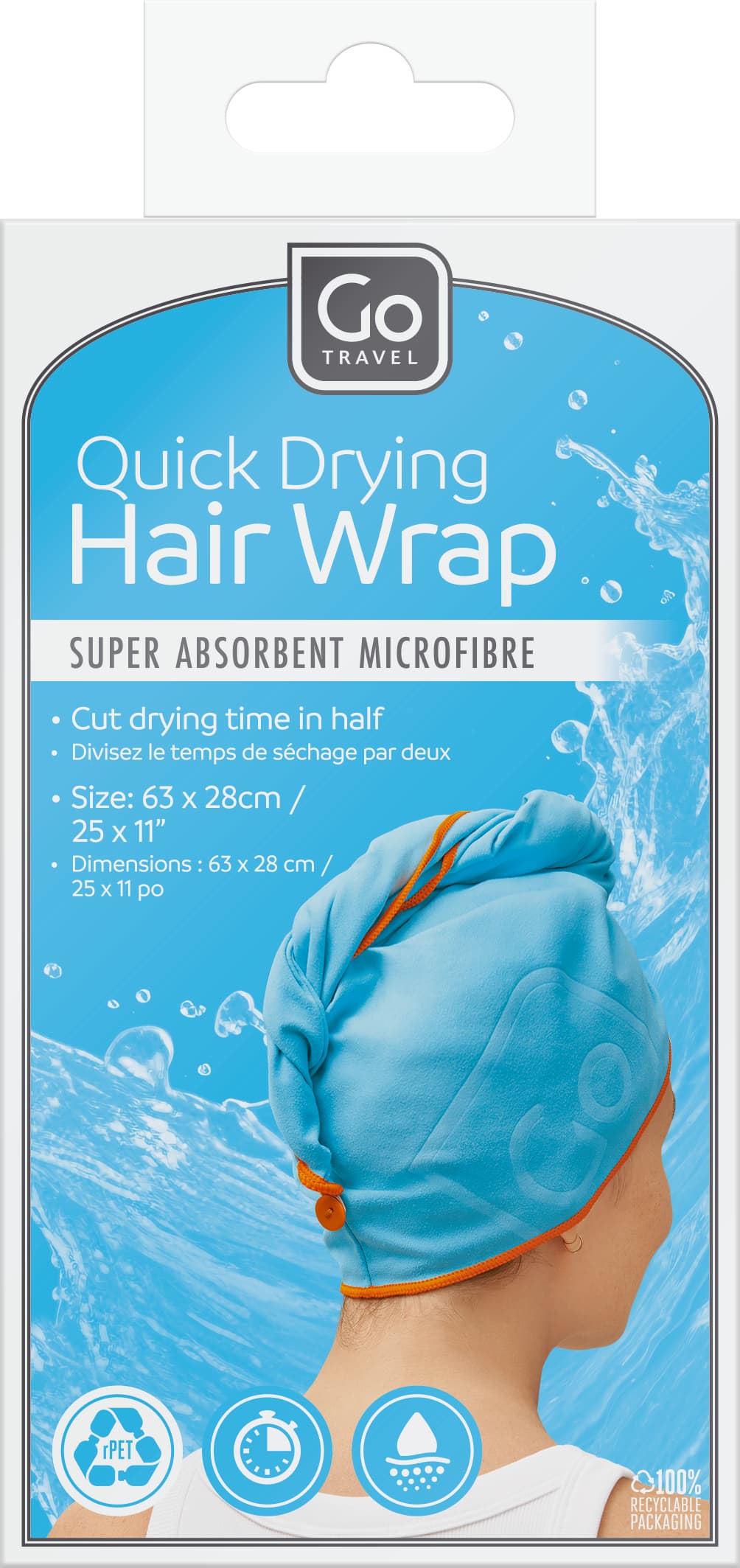 Quick Drying Hair Wrap (Blue) packaging