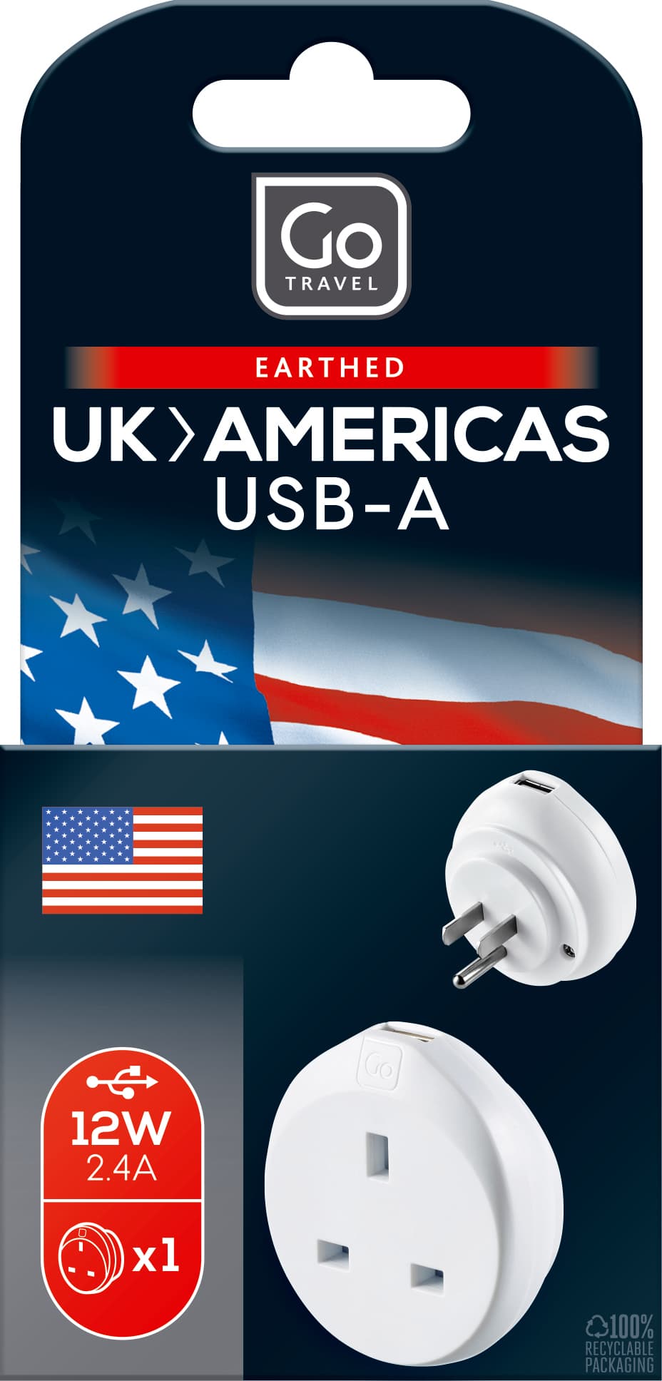 UK-USA USB-A Adaptor (2.4A)