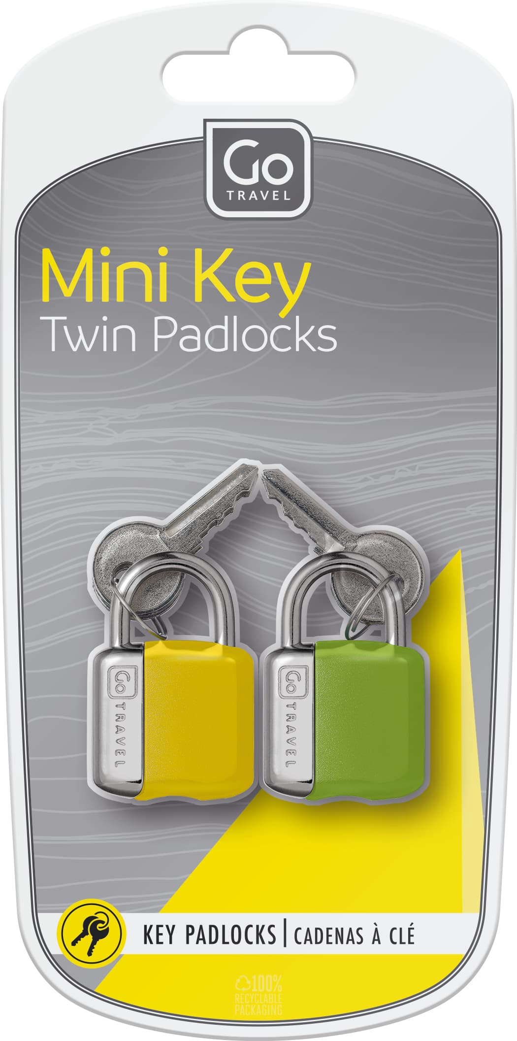 Mini Key Twin Padlocks (Yellow/Green) packaging