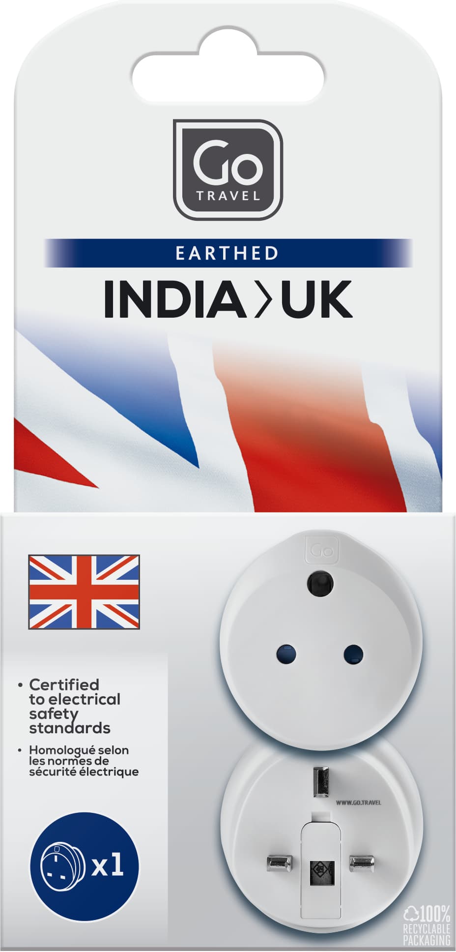 India - UK Adaptor packaging