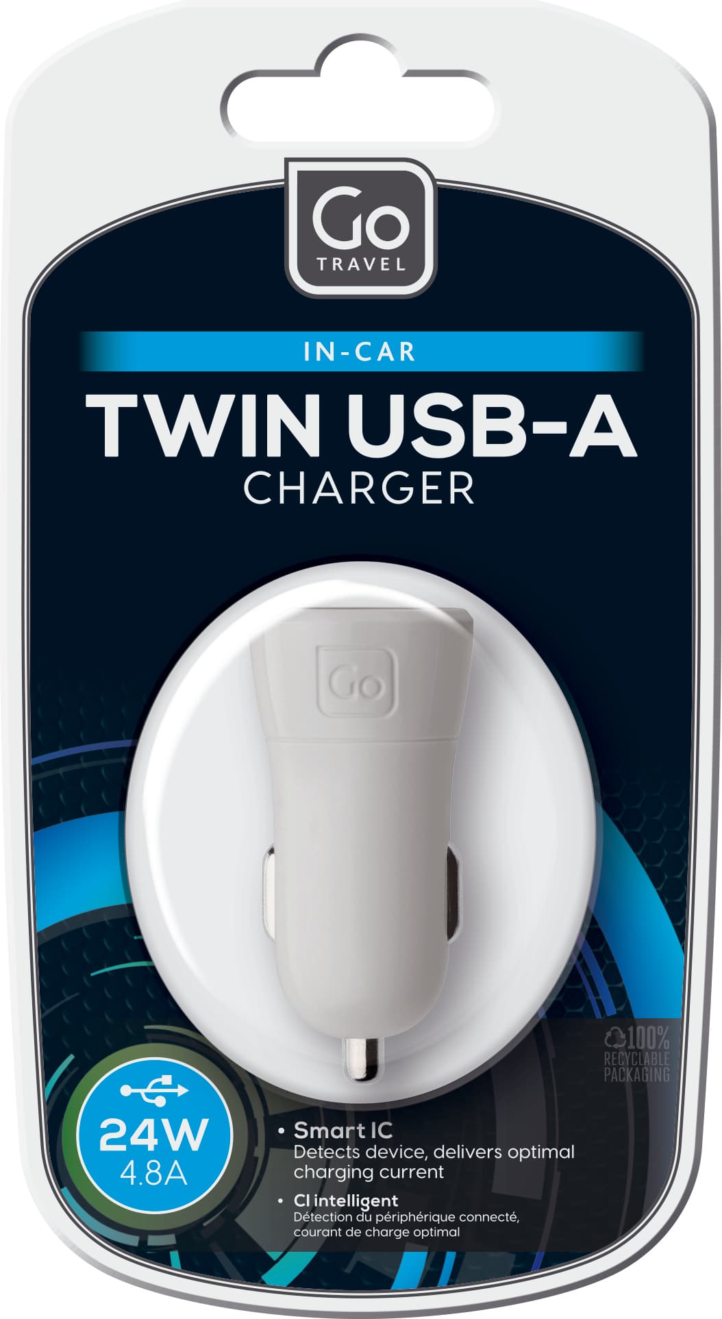In-Car Twin USB-A Charger (4.8A)