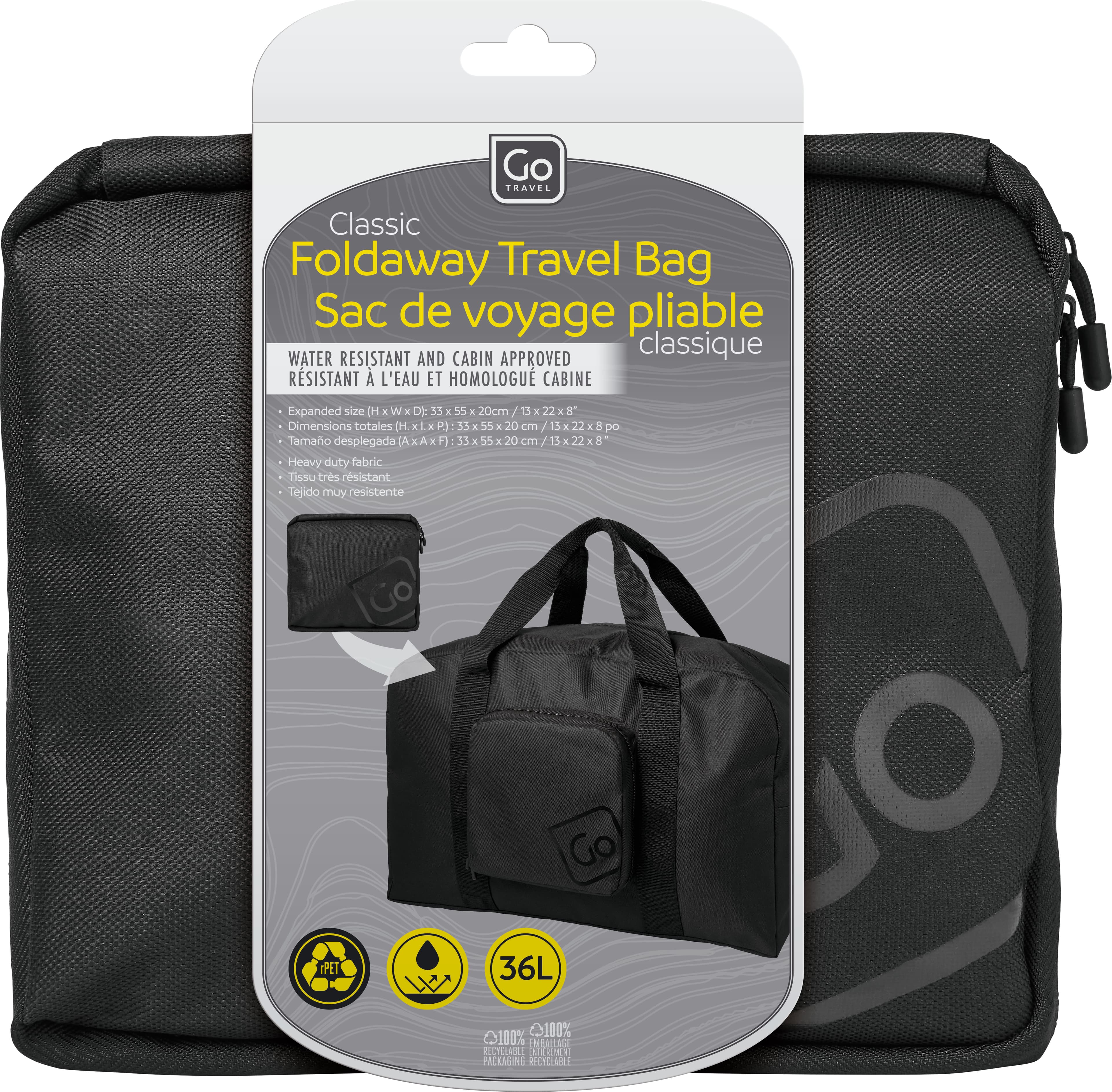 Classic Foldaway Travel Bag (Black) packaging
