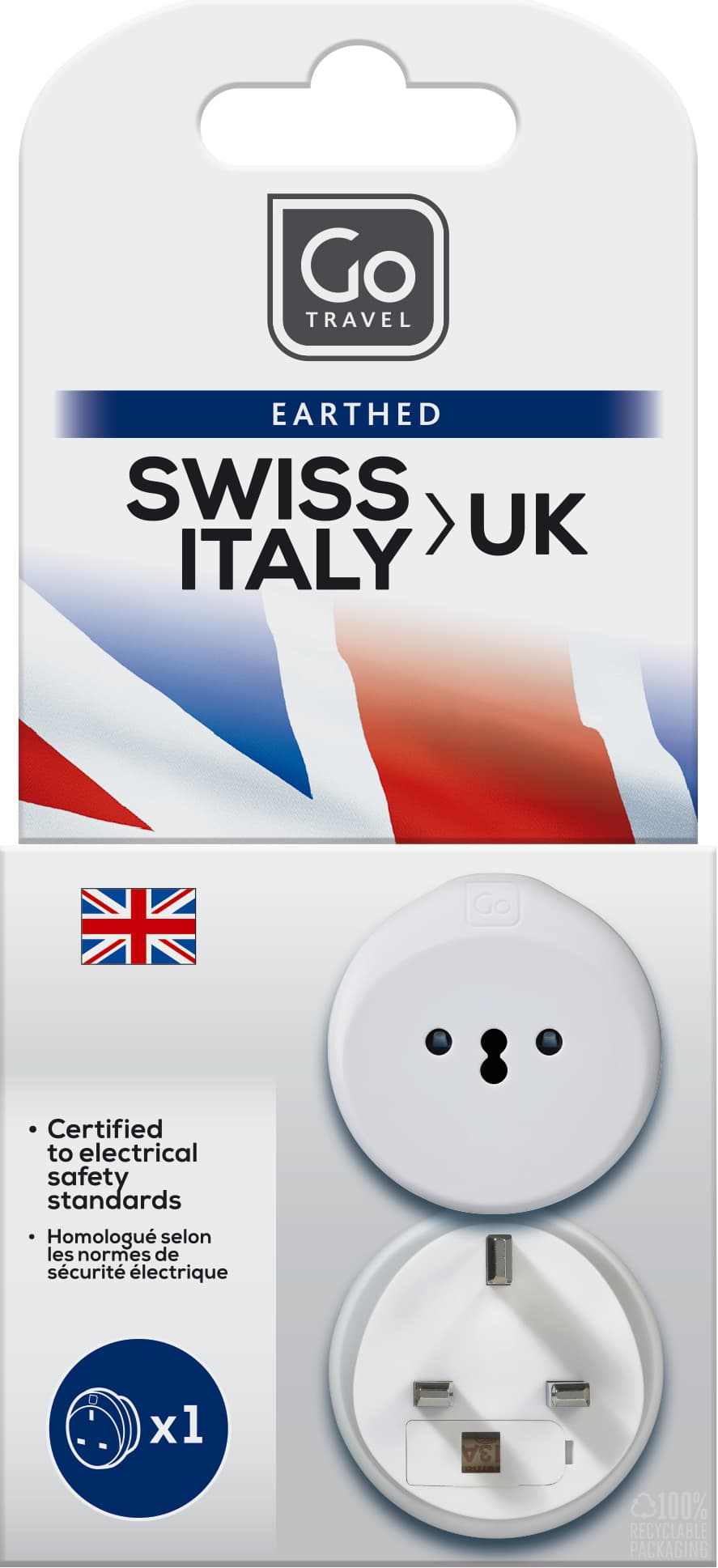 Swiss/ITA-UK Adaptor packaging