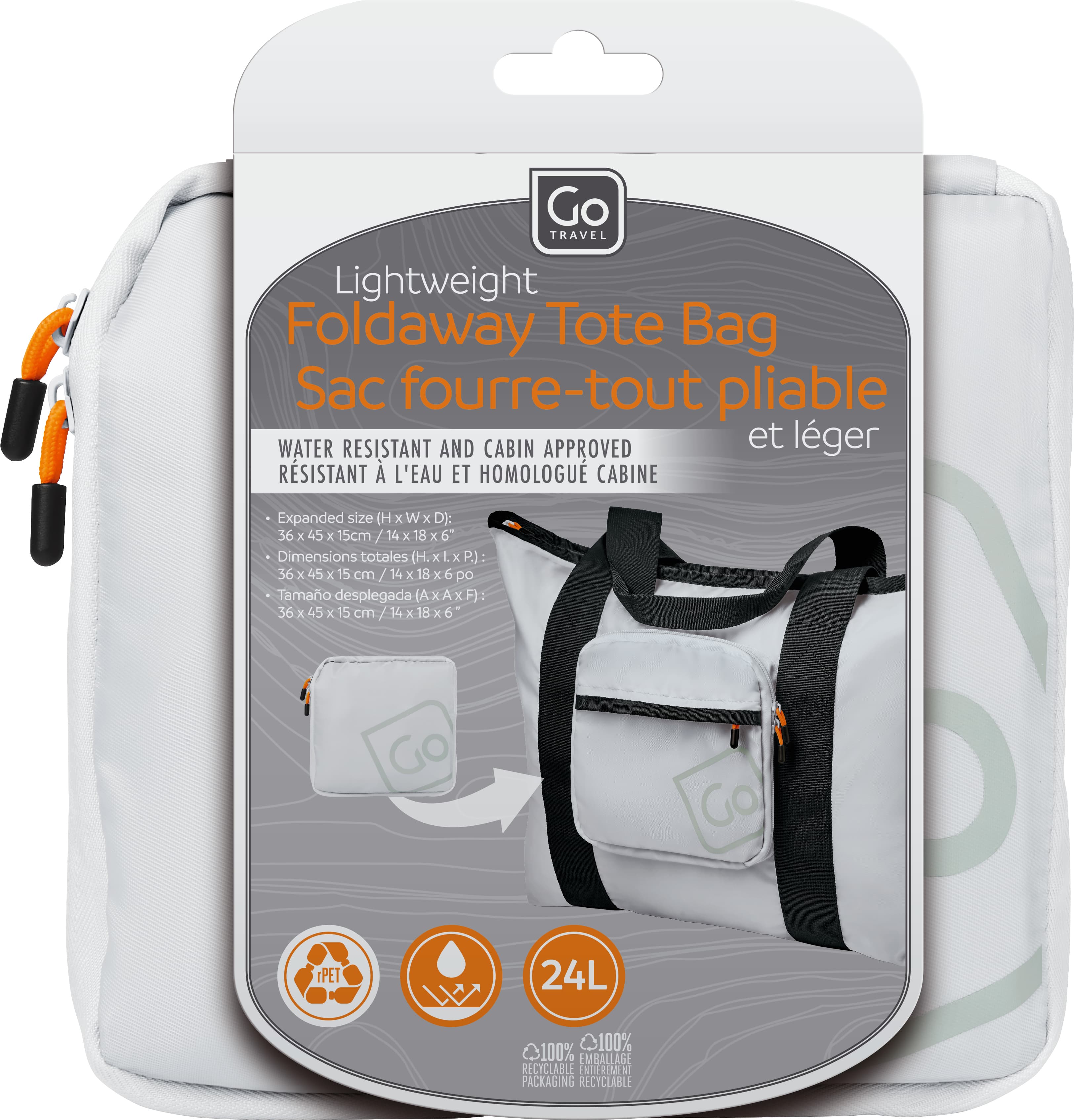 Lightweight Foldaway Tote Bag (Grey) packaging
