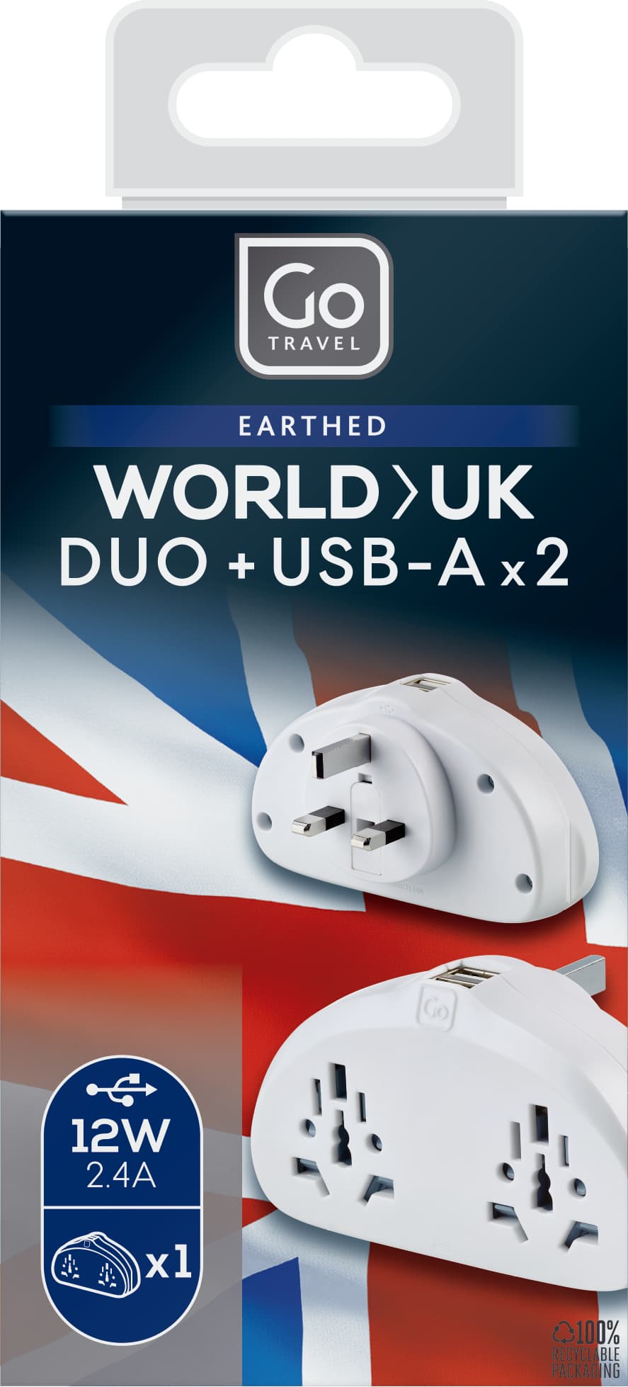 World-UK USB-A Adaptor Duo (2.4A)