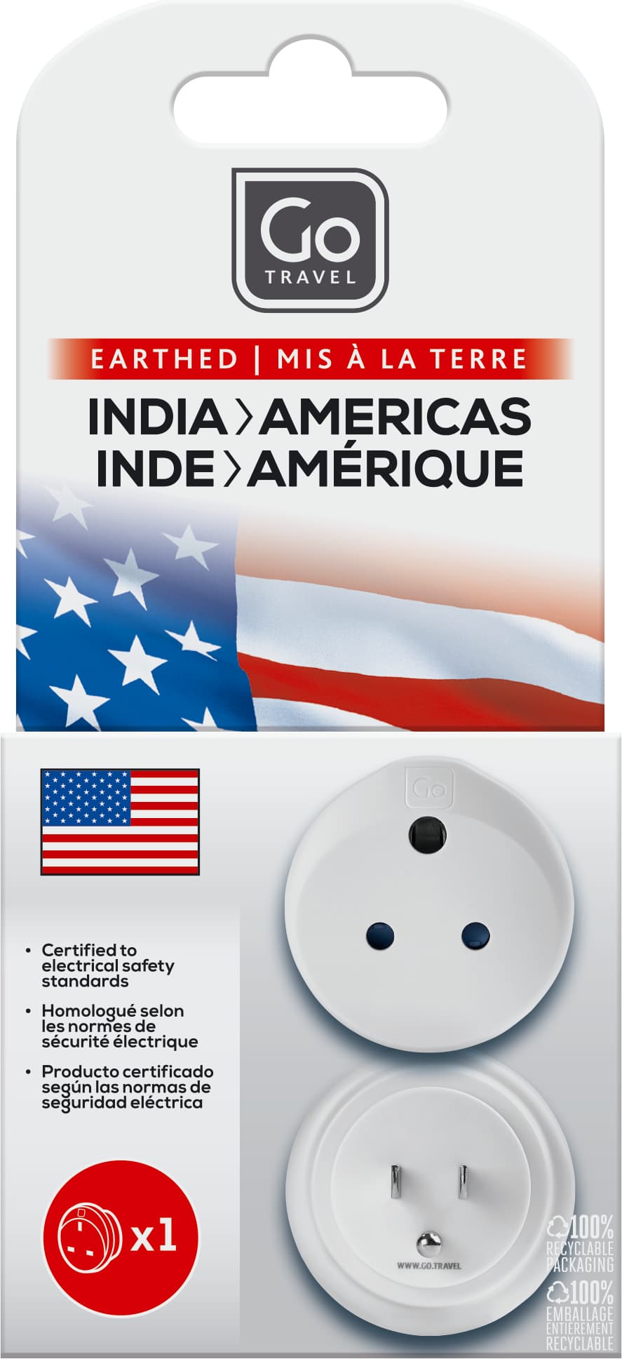 India-USA Adaptor packaging
