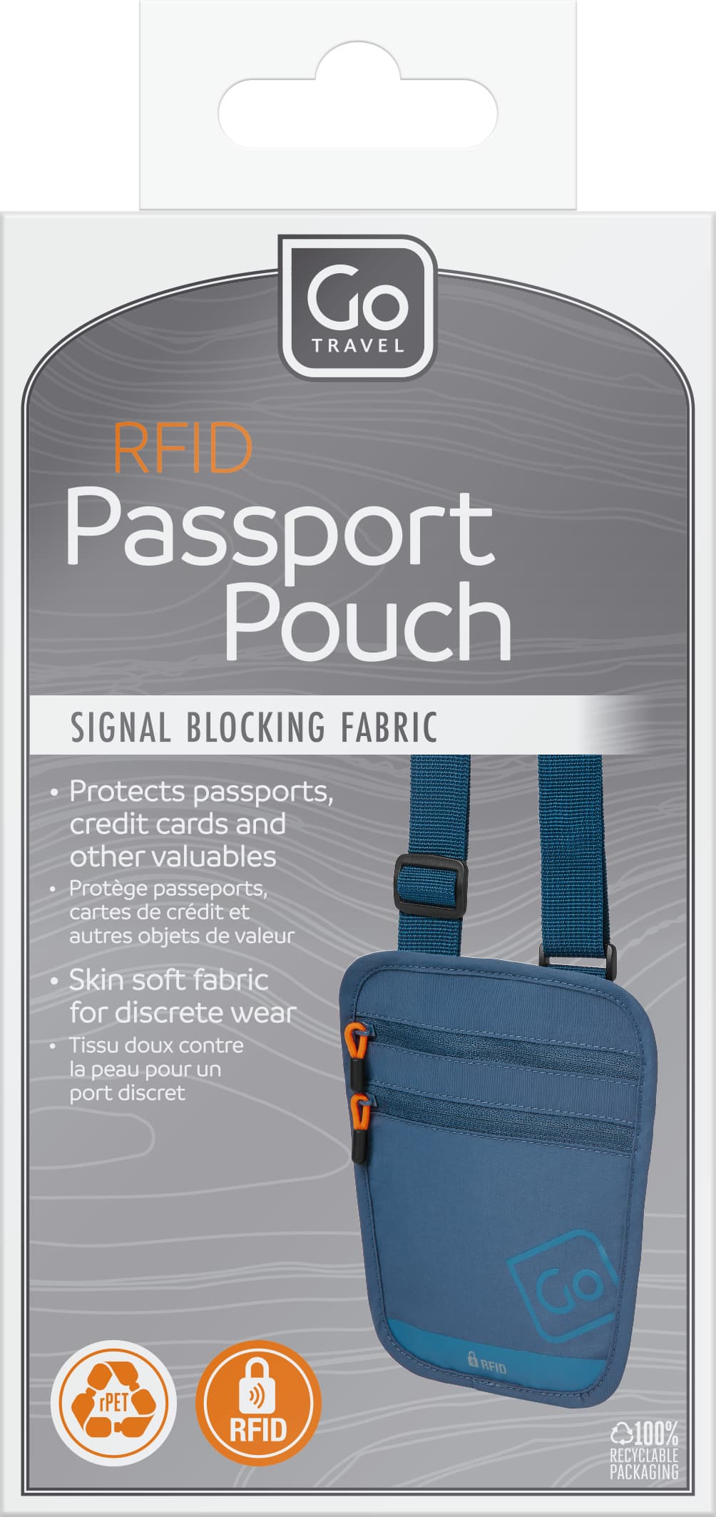 RFID Passport Pouch (Blue) packaging