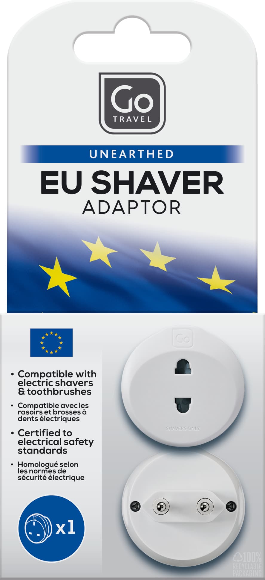 EU Shaver Adaptor packaging
