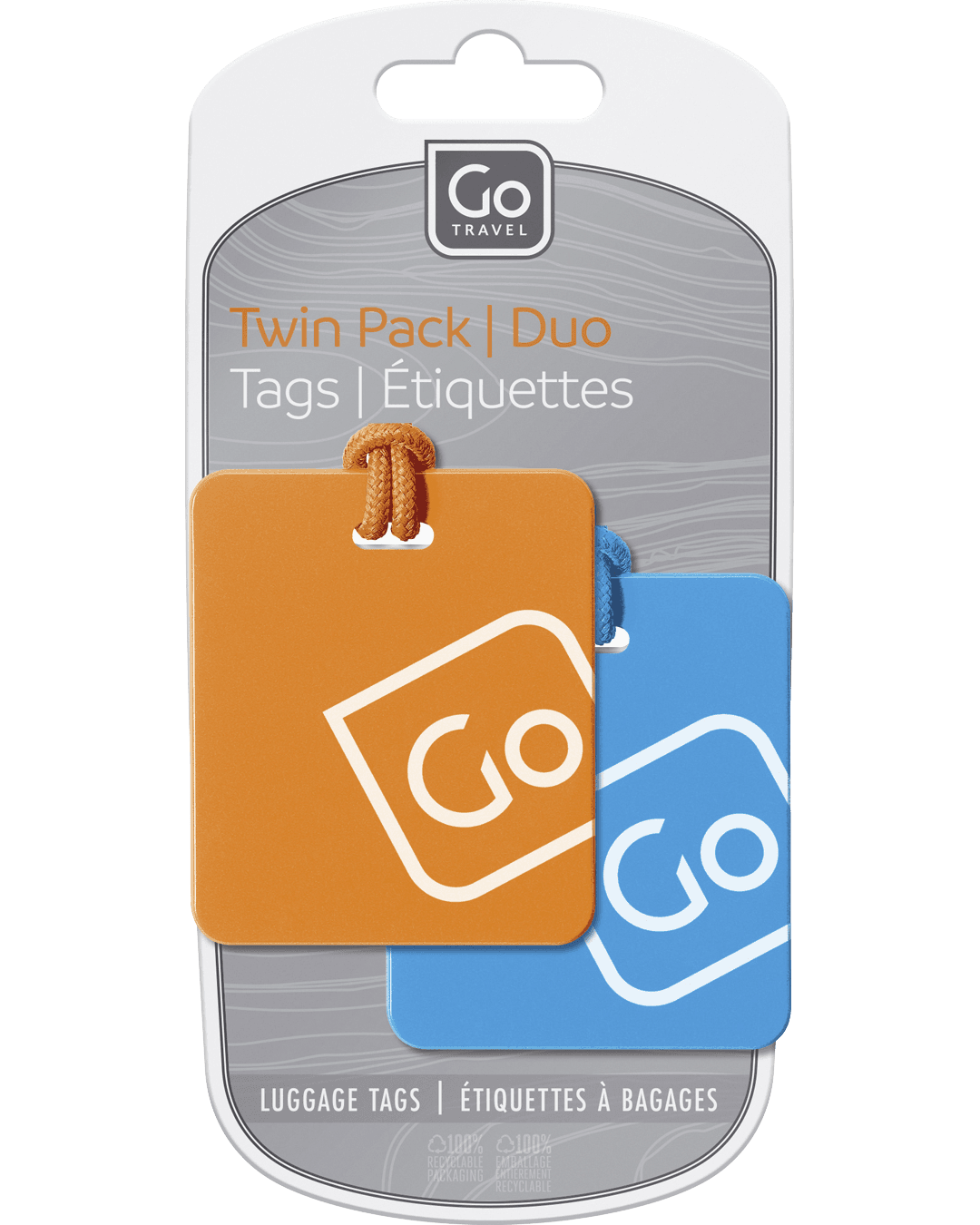 Luggage Tags Twin Pack (Blue/Orange) - packaging