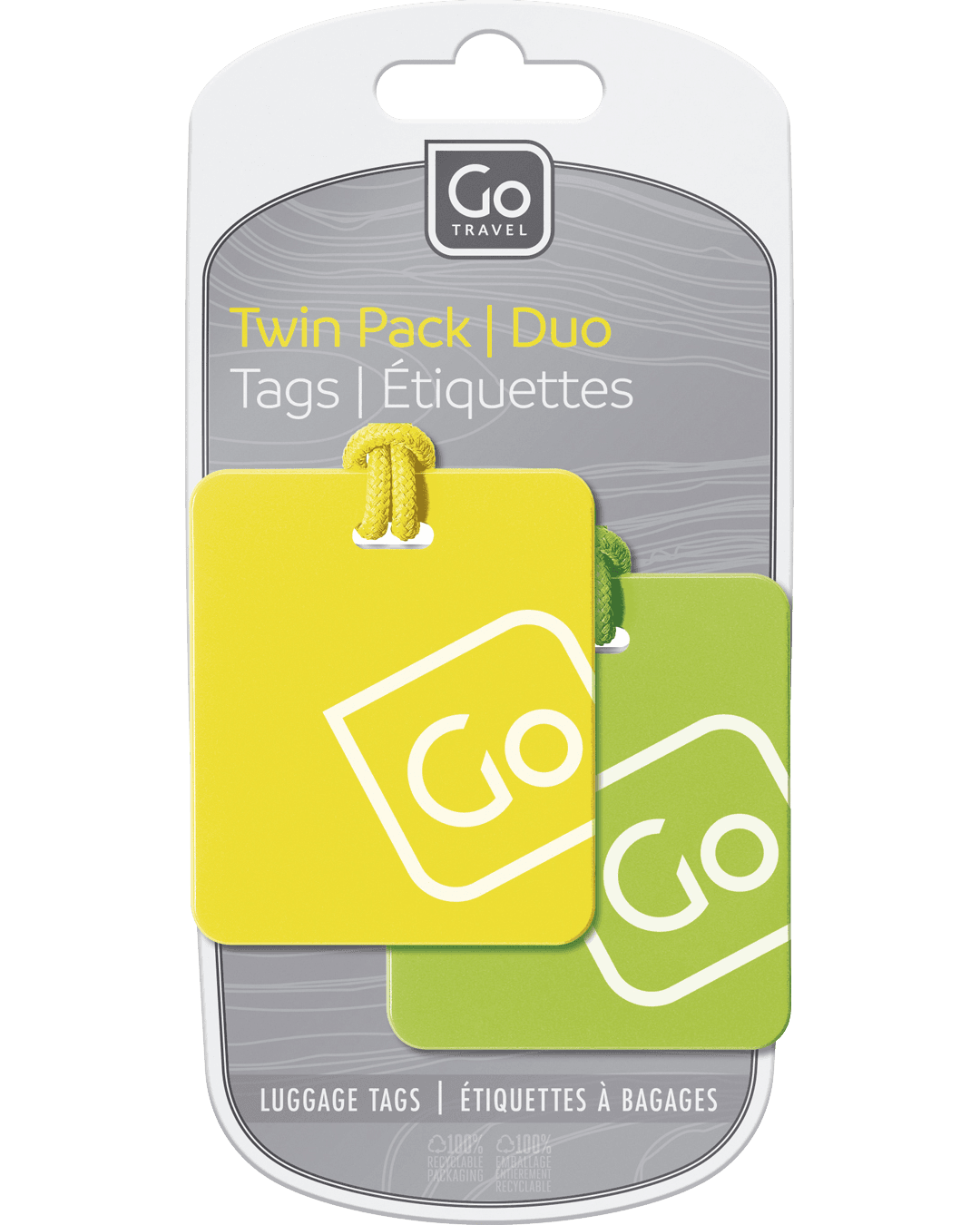 Luggage Tags Twin Pack (Yellow/Green) - packaging