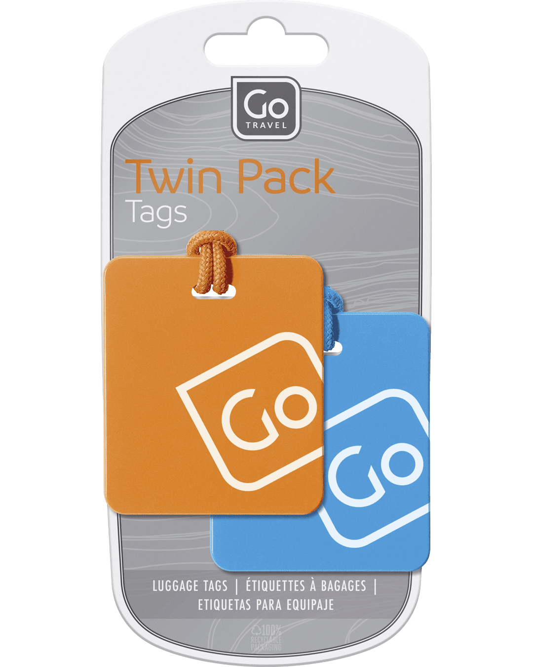 Luggage Tags Twin Pack (Blue/Orange) - packaging