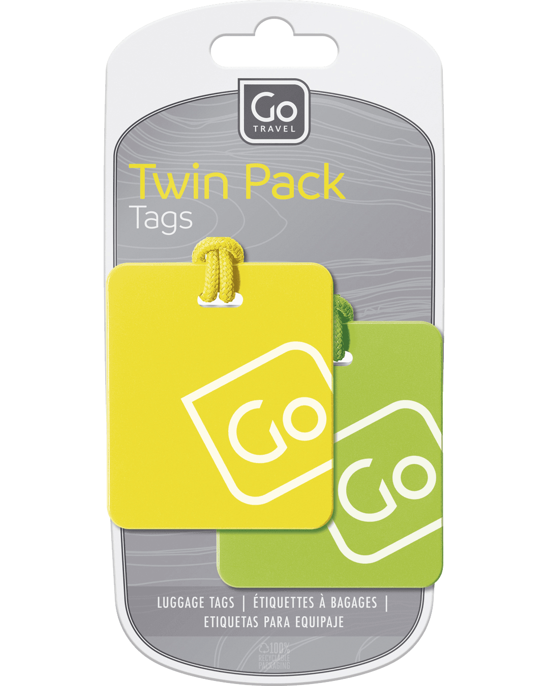 Luggage Tags Twin Pack (Yellow/Green) - packaging