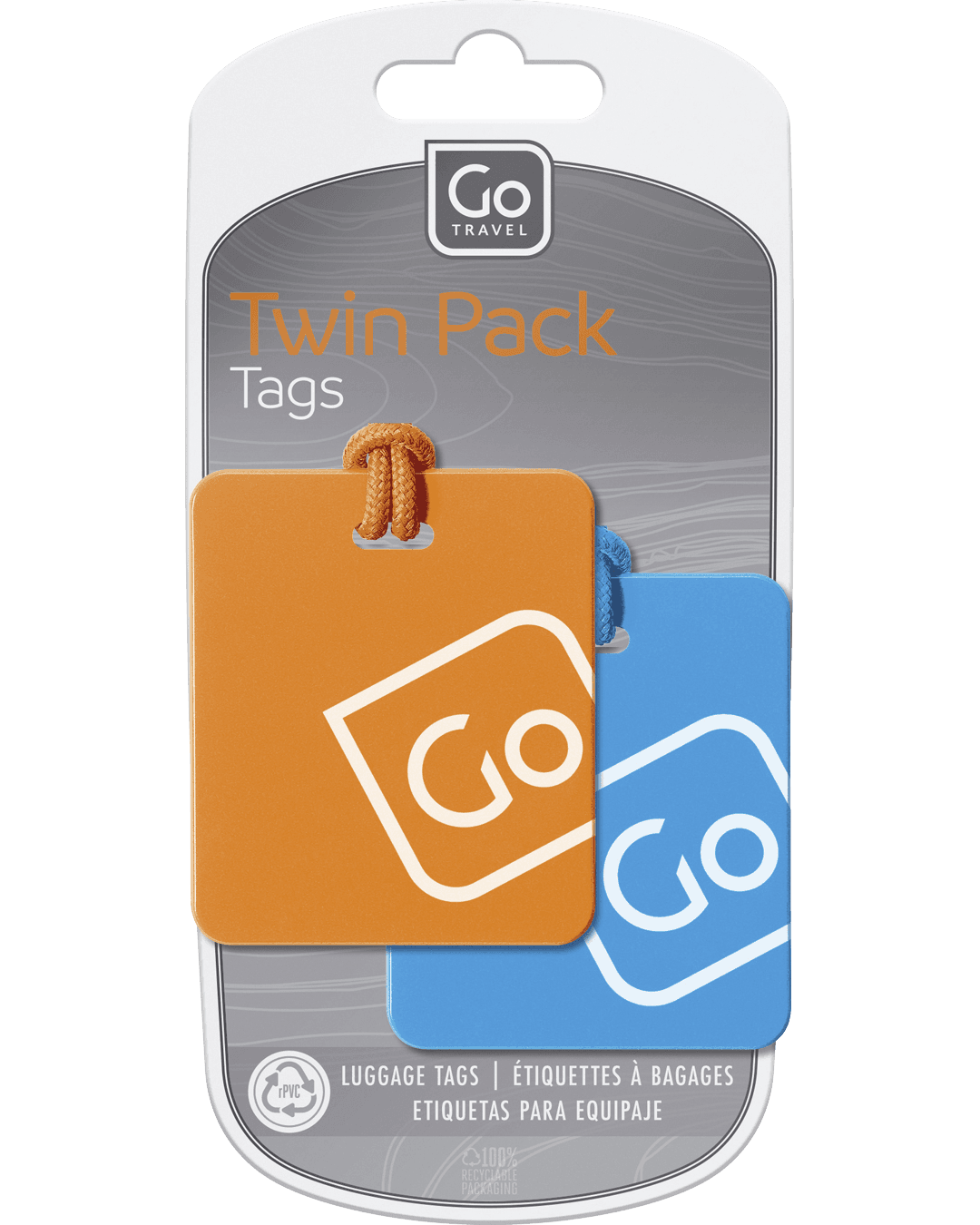 Luggage Tags Twin Pack (Blue/Orange) - packaging