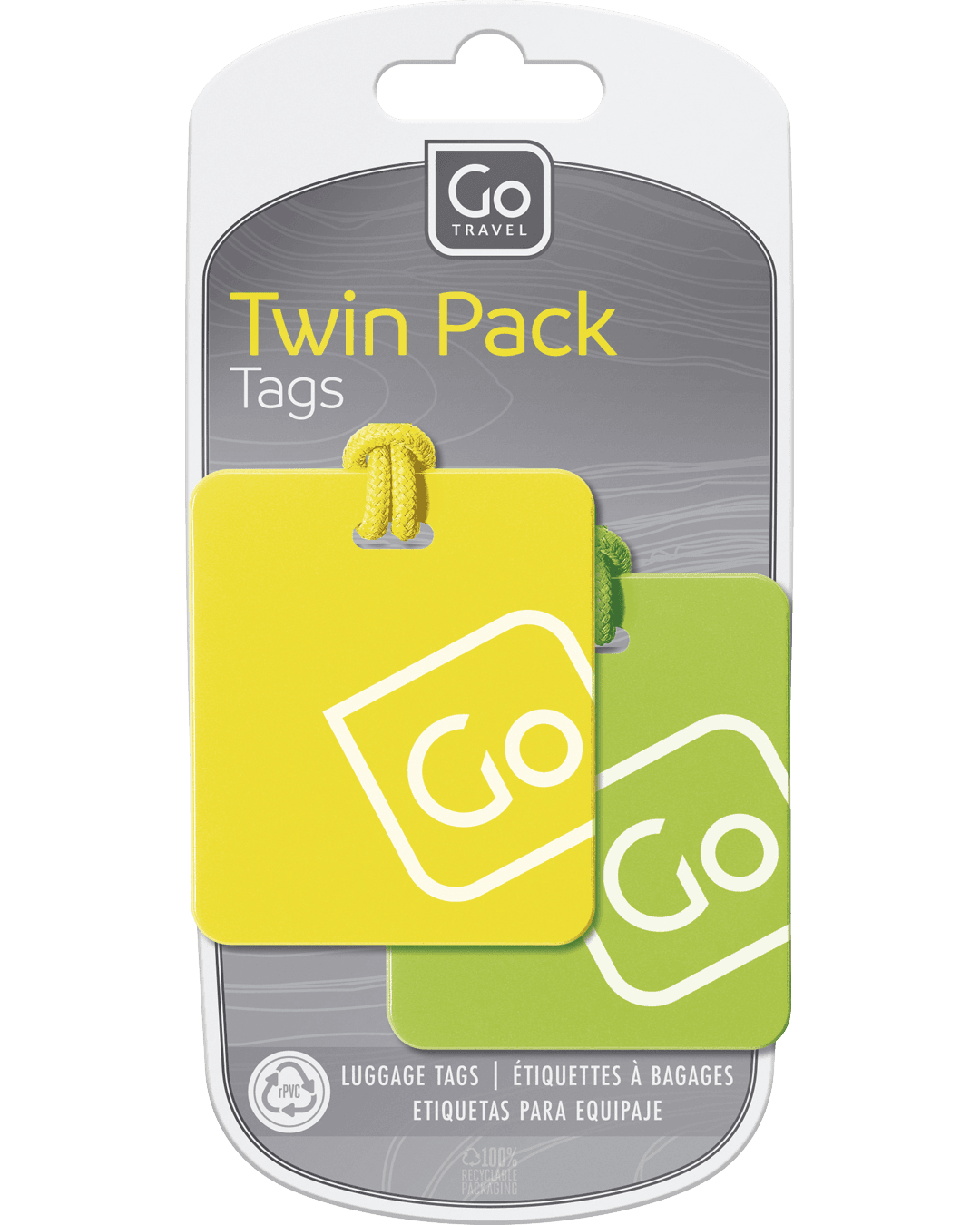 Luggage Tags Twin Pack (Yellow/Green) - packaging