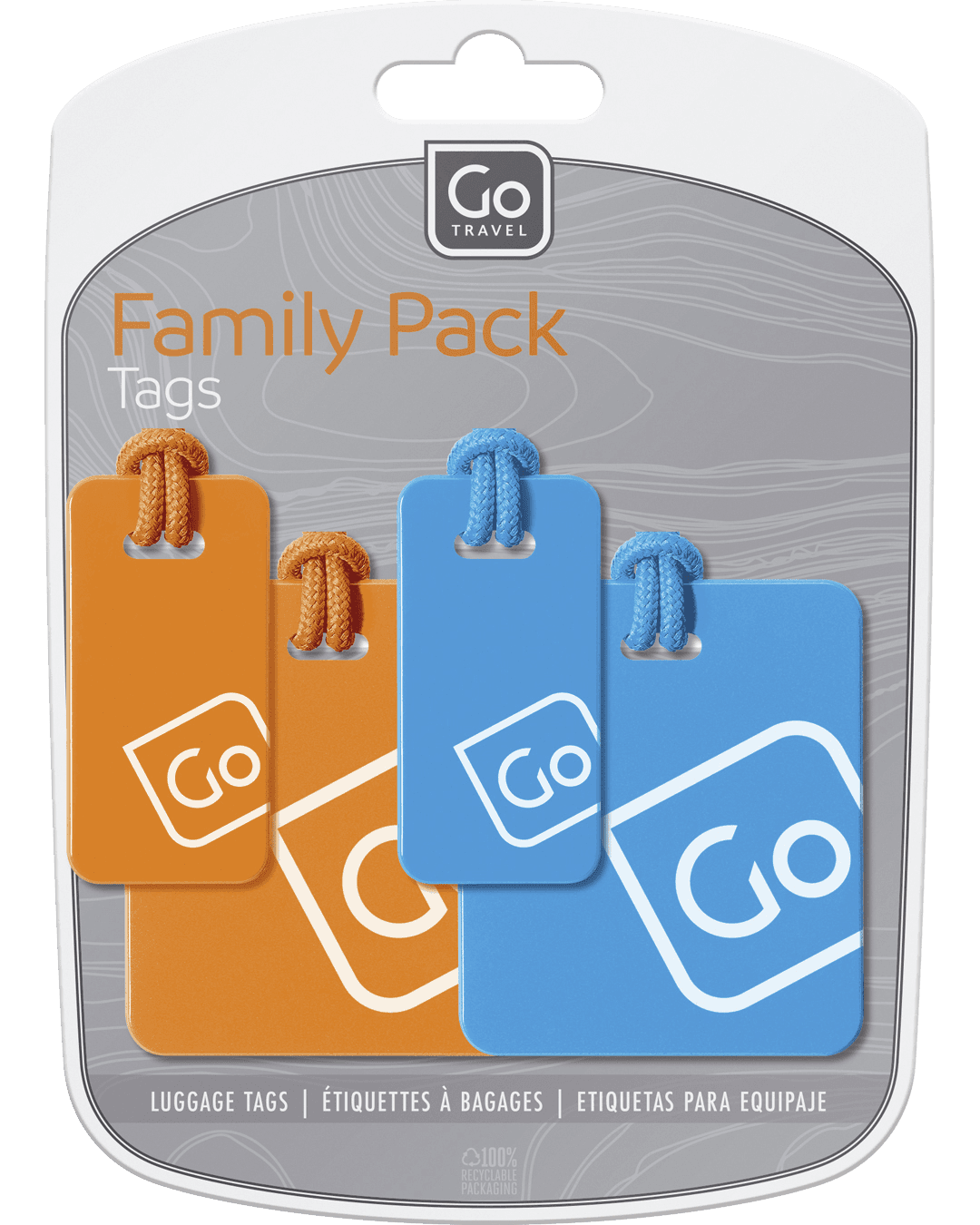 Luggage Tags Family Pack (Blue/Orange) - packaging