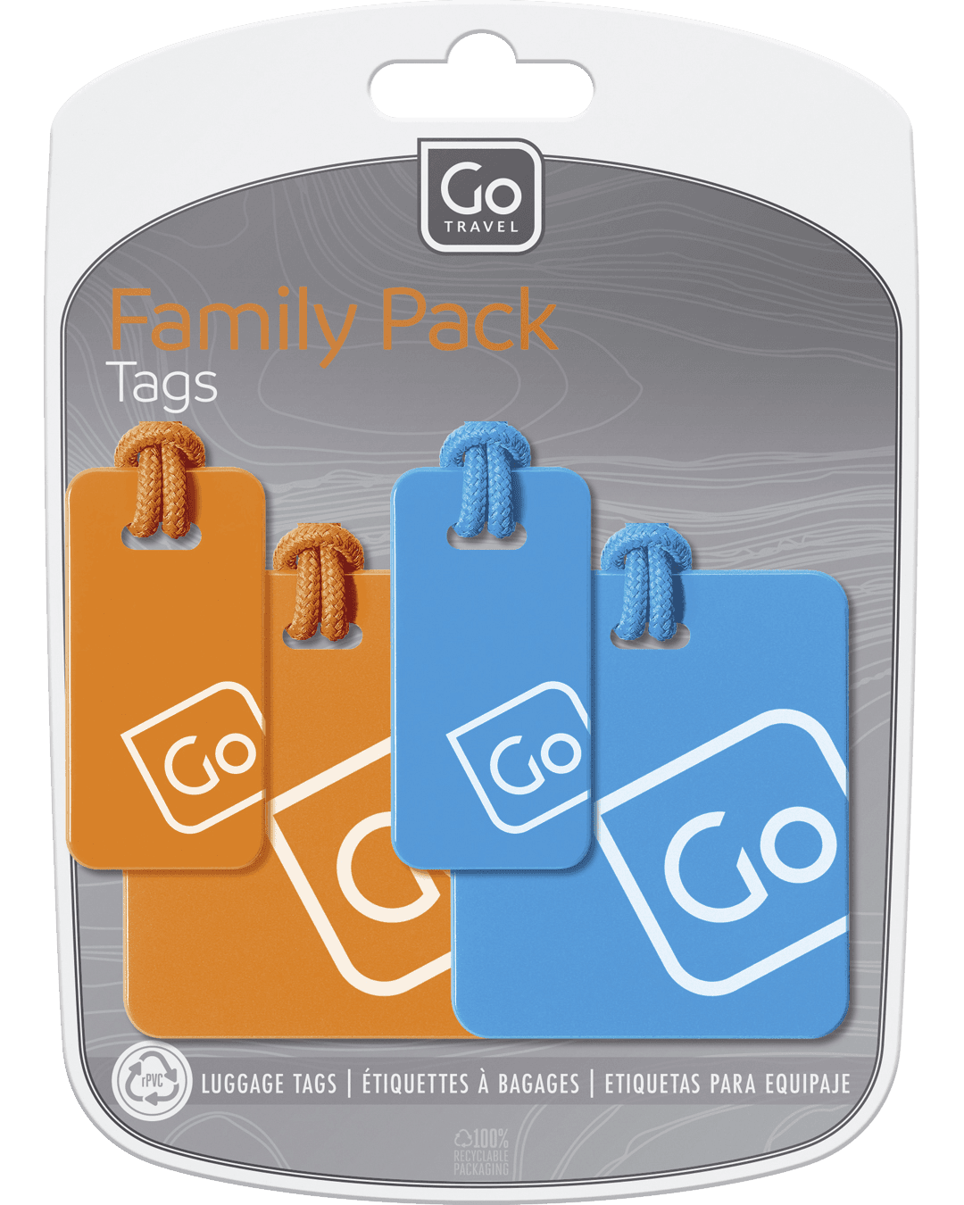 Luggage Tags Family Pack (Blue/Orange) - packaging