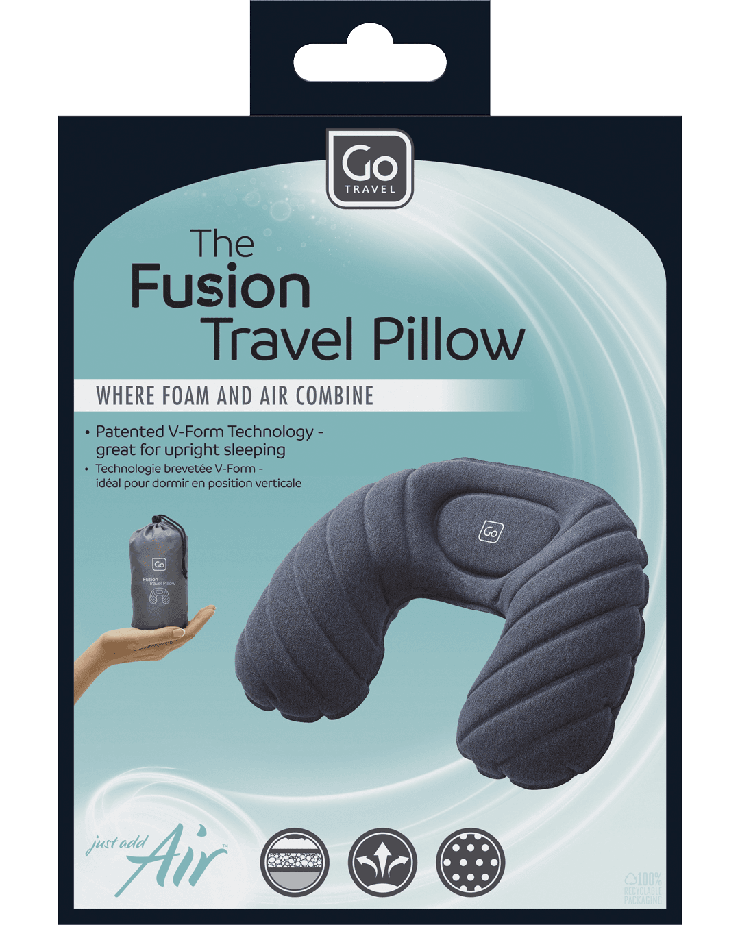 The Fusion Travel Pillow (Blue) - packaging
