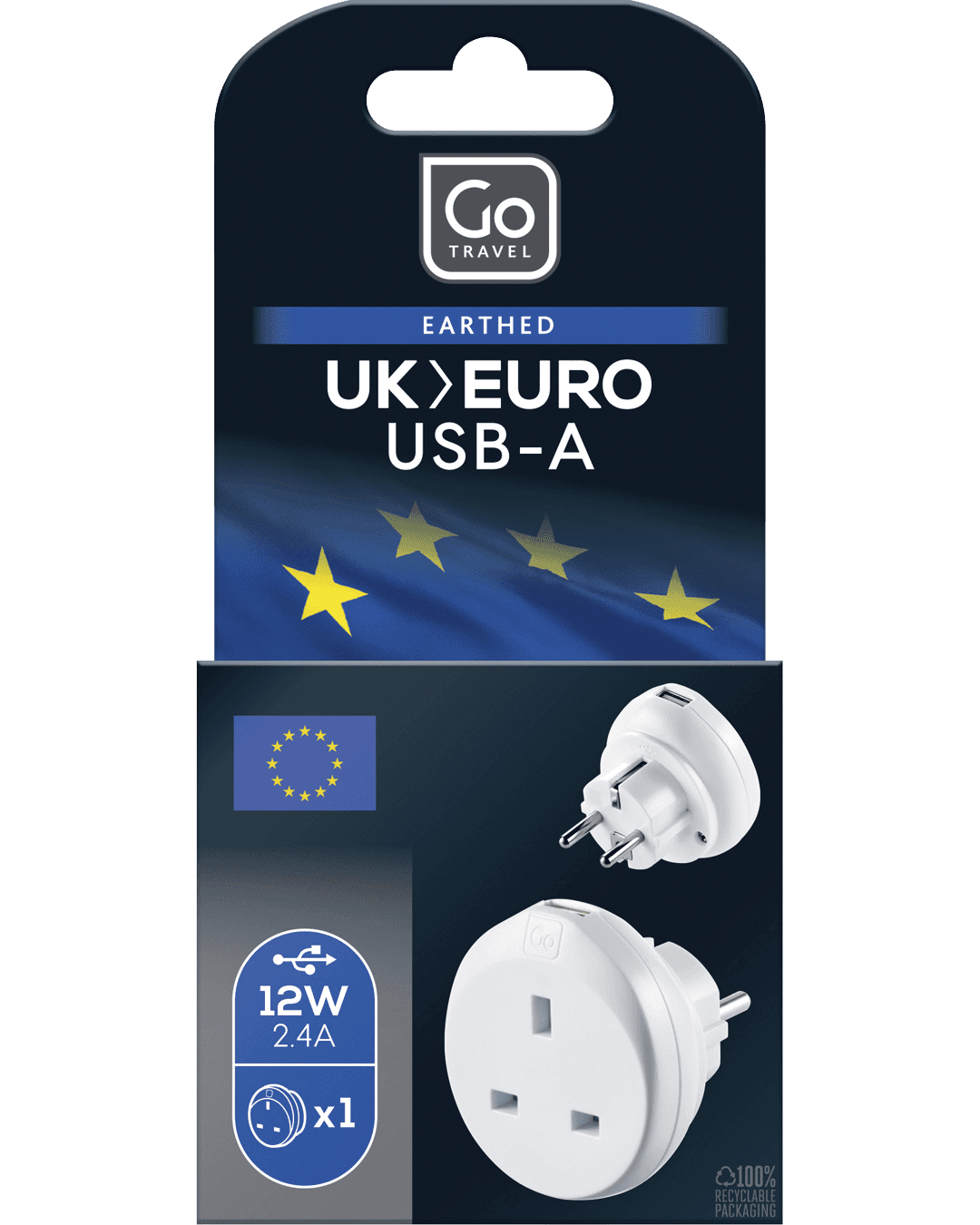 UK-EU USB-A Adaptor (2.4A)
