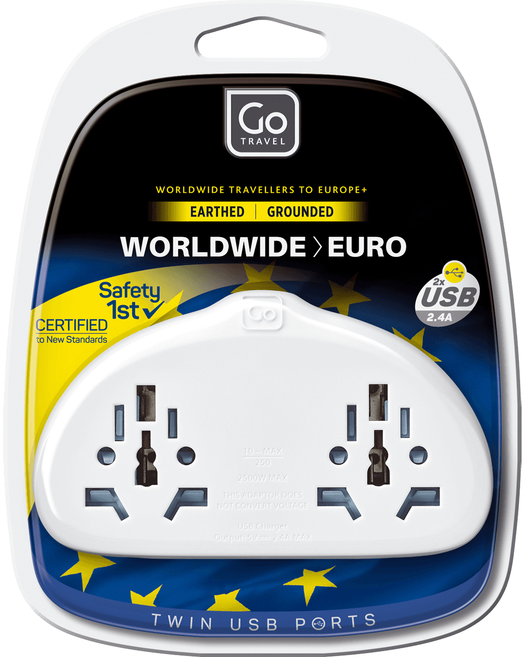 World-EU Adaptor Duo + USB-A - packaging