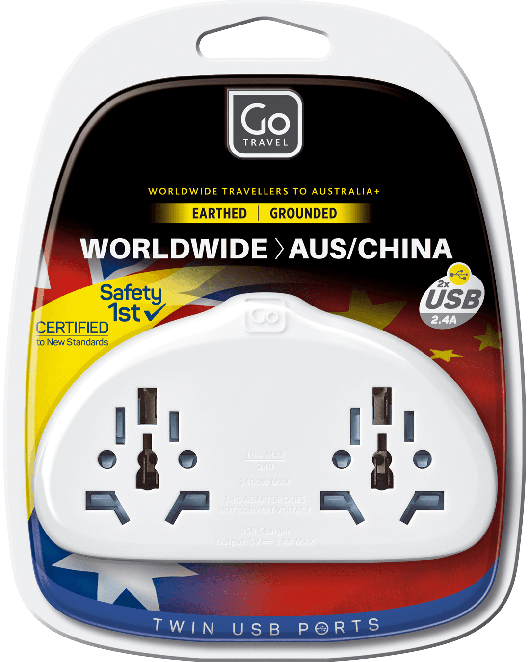 World-AUS/China Adaptor Duo + USB-A - packaging